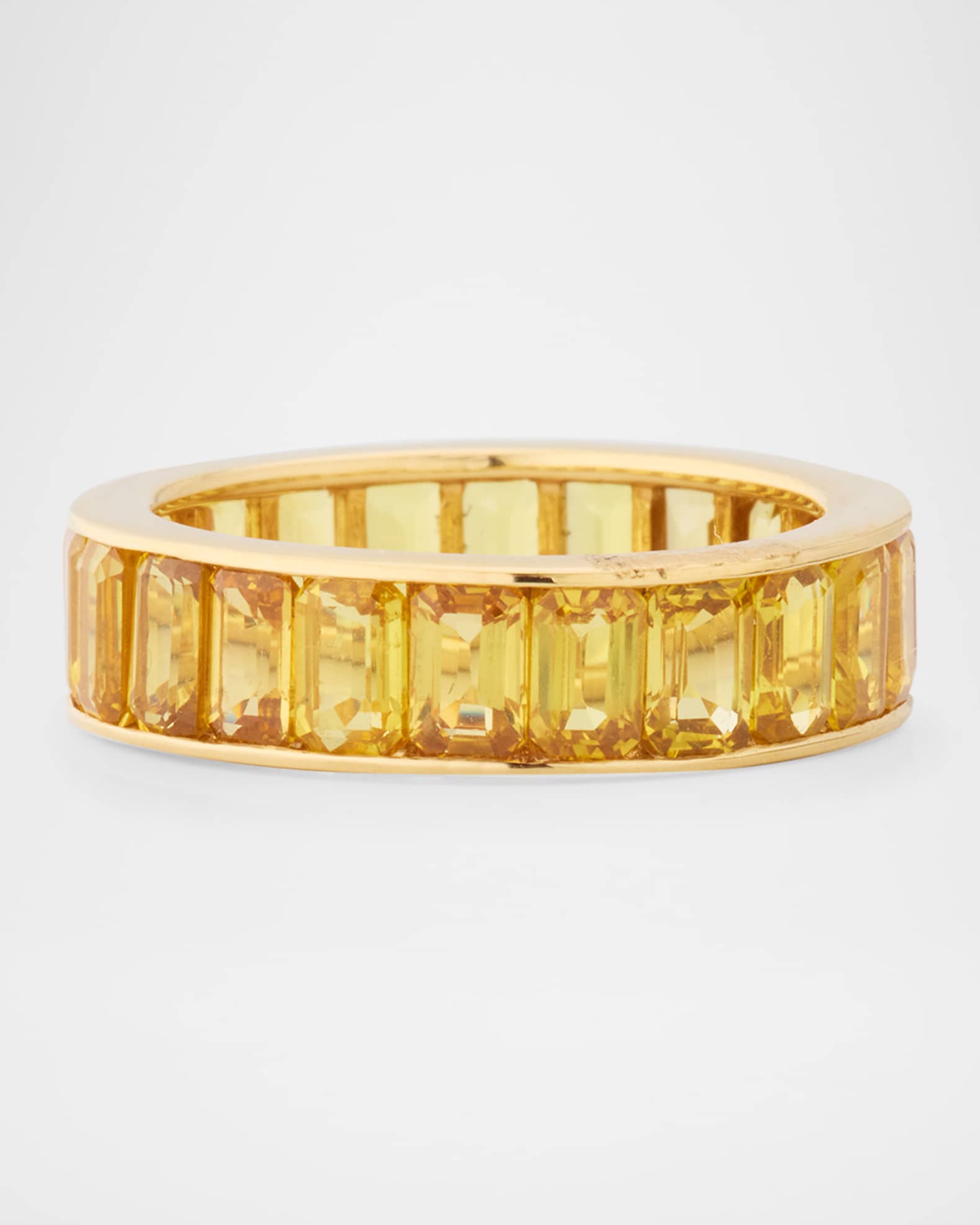 18K Yellow Gold Eternity Band with Yellow Sapphires, Size 7 0