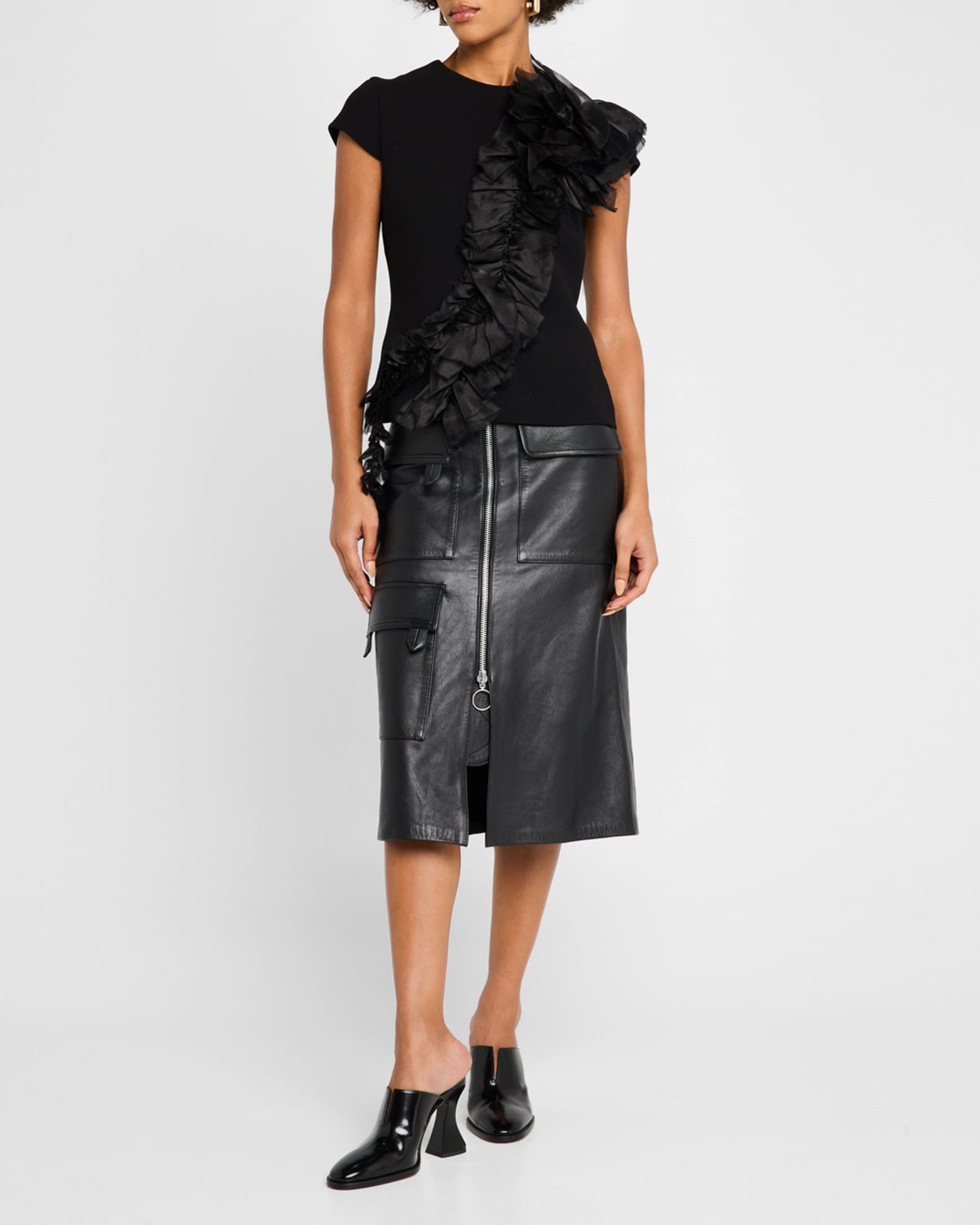 Frilled Organza Cap-Sleeve Top 1