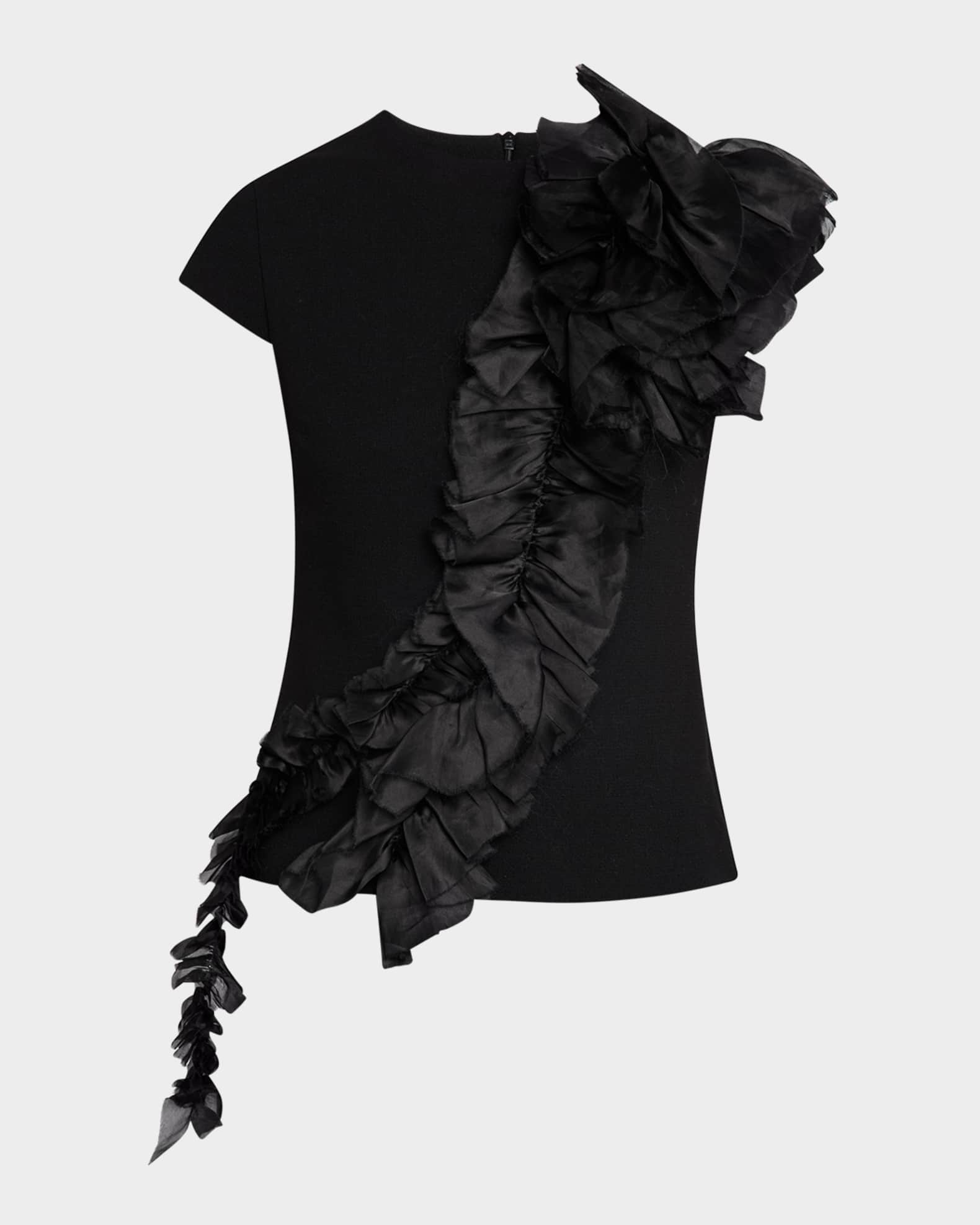 Frilled Organza Cap-Sleeve Top 0