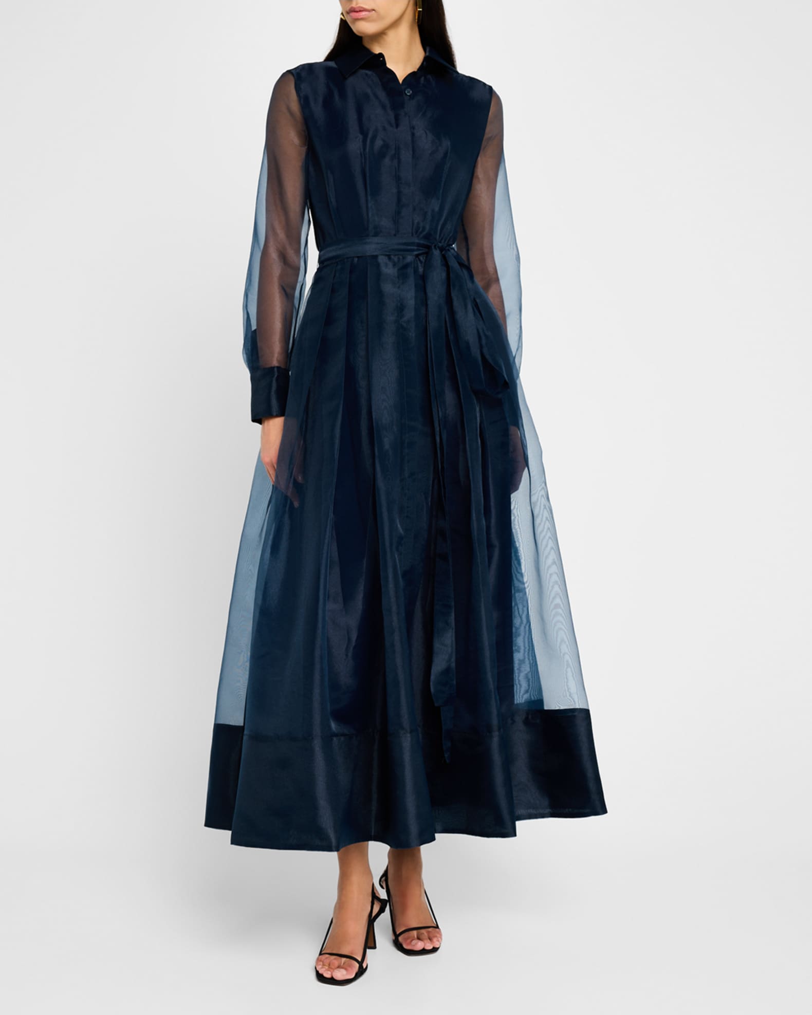 Montgomery Pleated Organza Maxi Shirtdress 1