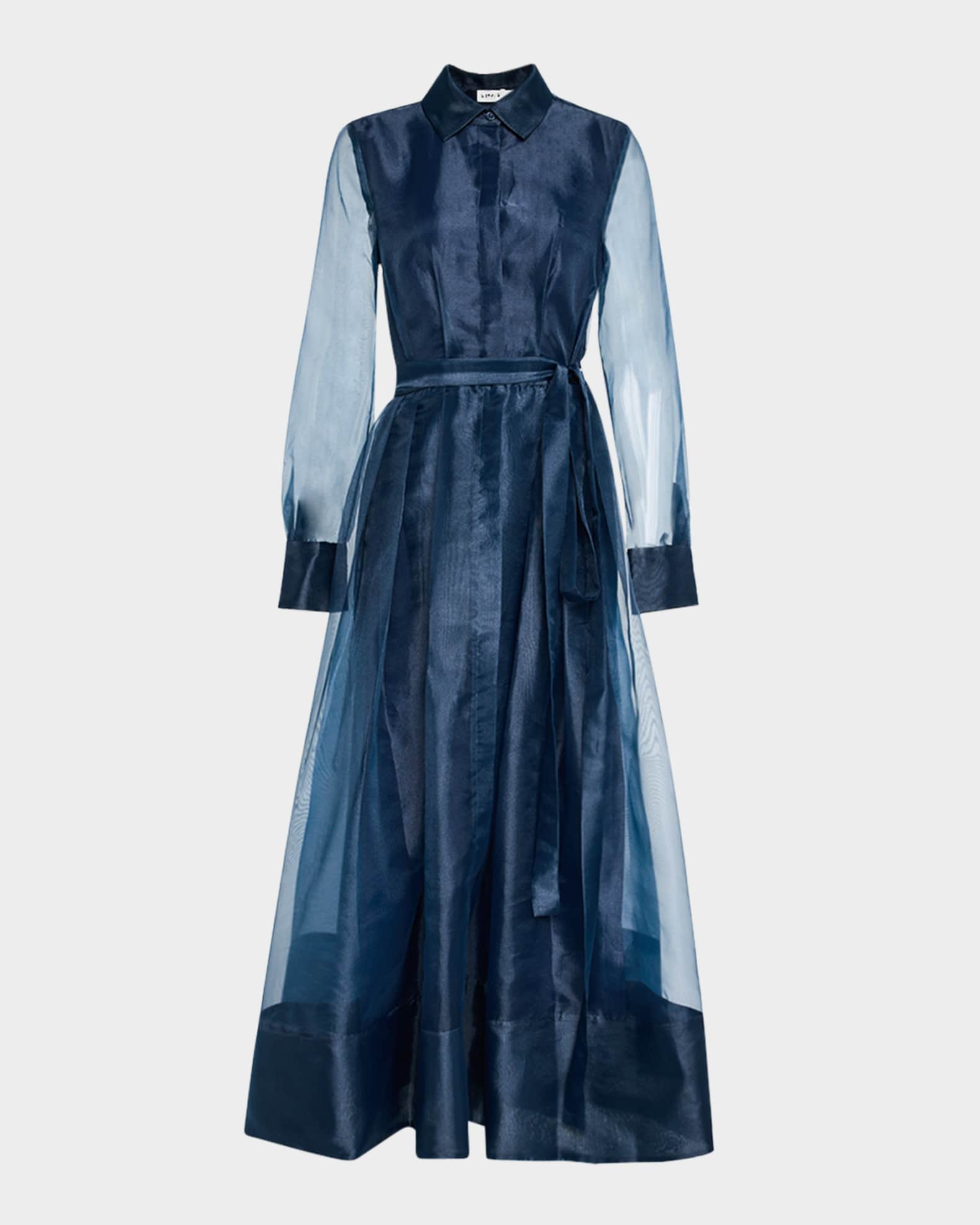 Montgomery Pleated Organza Maxi Shirtdress 0