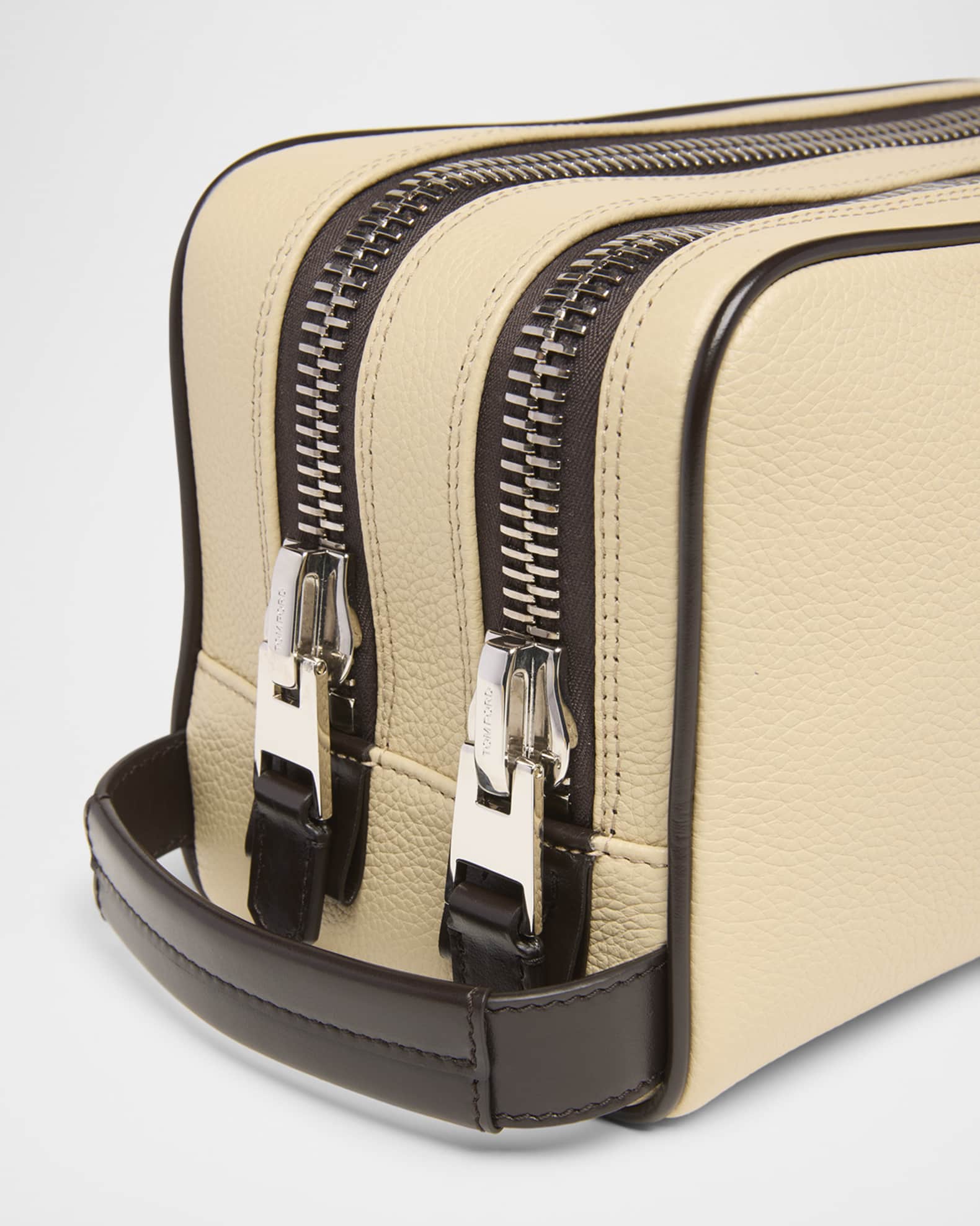 TOM FORD Men s Double Zip Soft Grain Leather Toiletry Bag Neiman Marcus