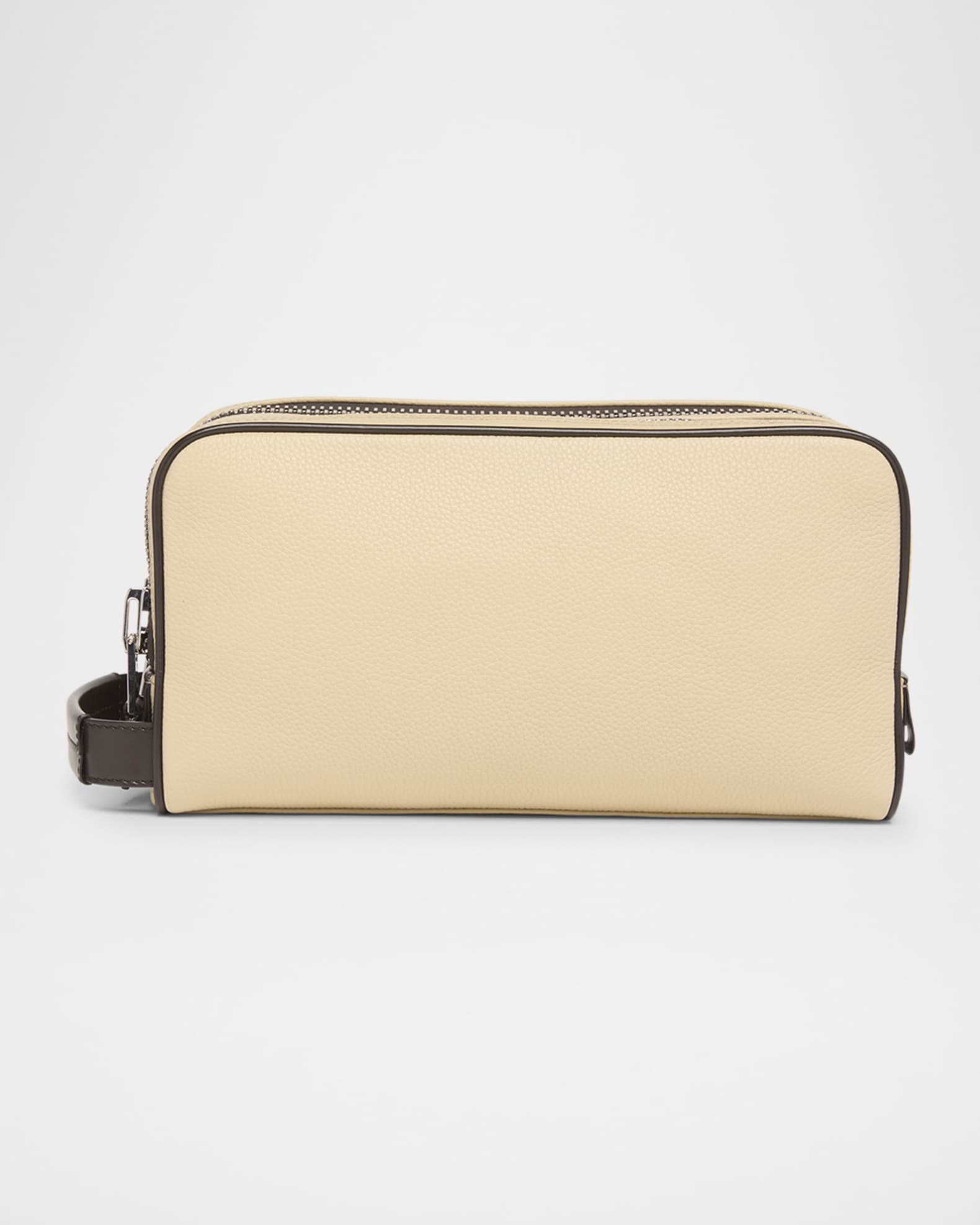 Men's Double-Zip Soft Grain Leather Toiletry Bag 0