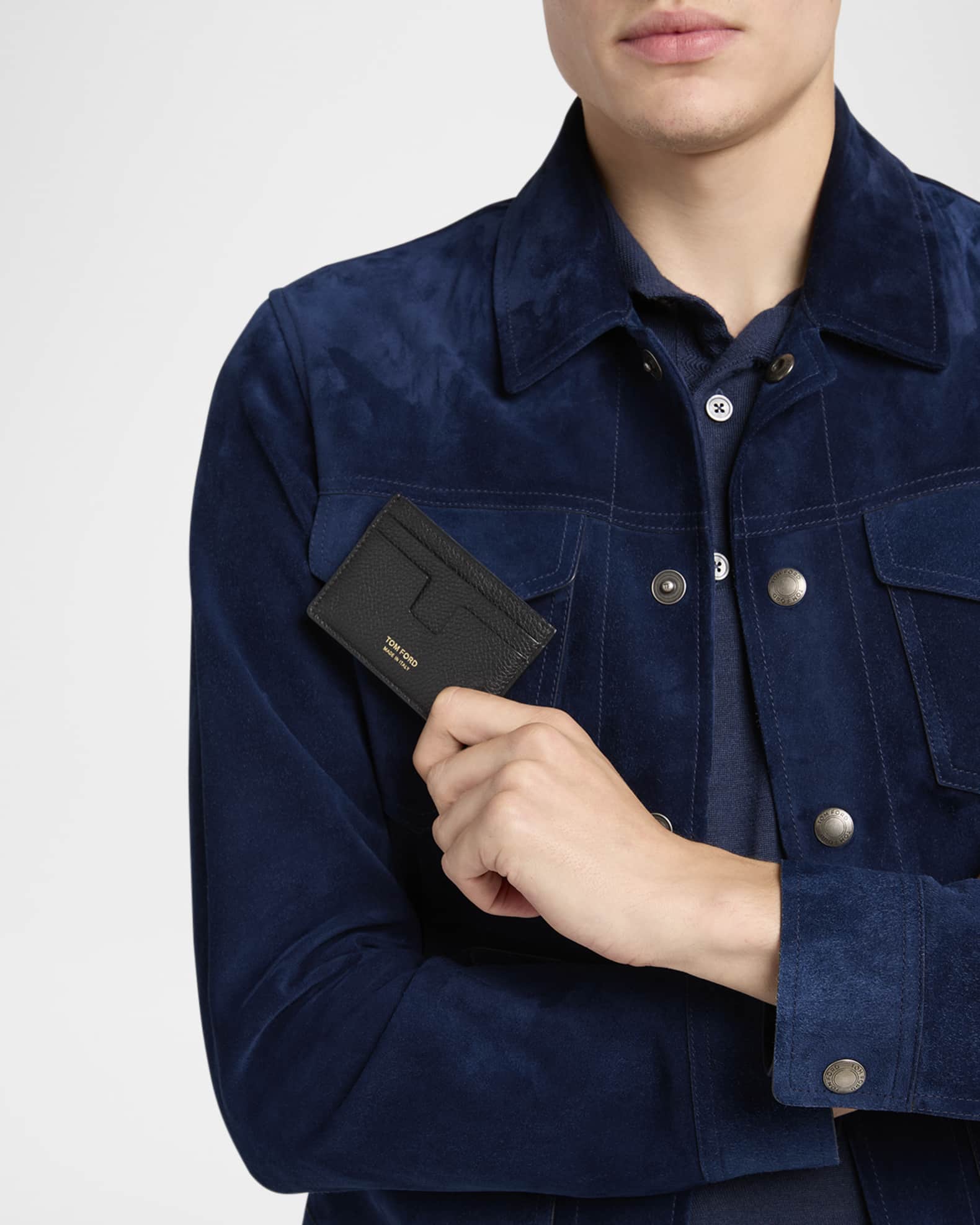 Men's T-Line Grained Leather Card Holder 1