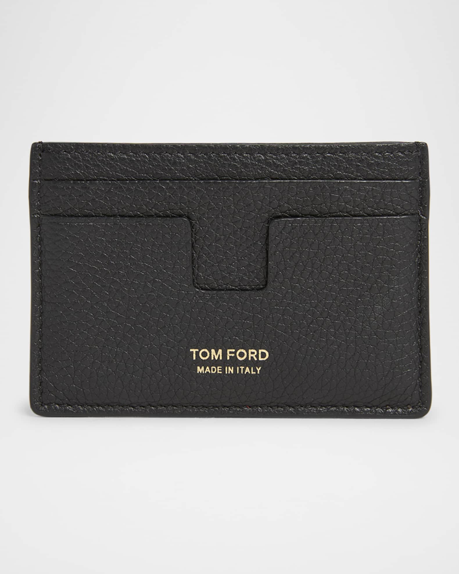 Men's T-Line Grained Leather Card Holder 0