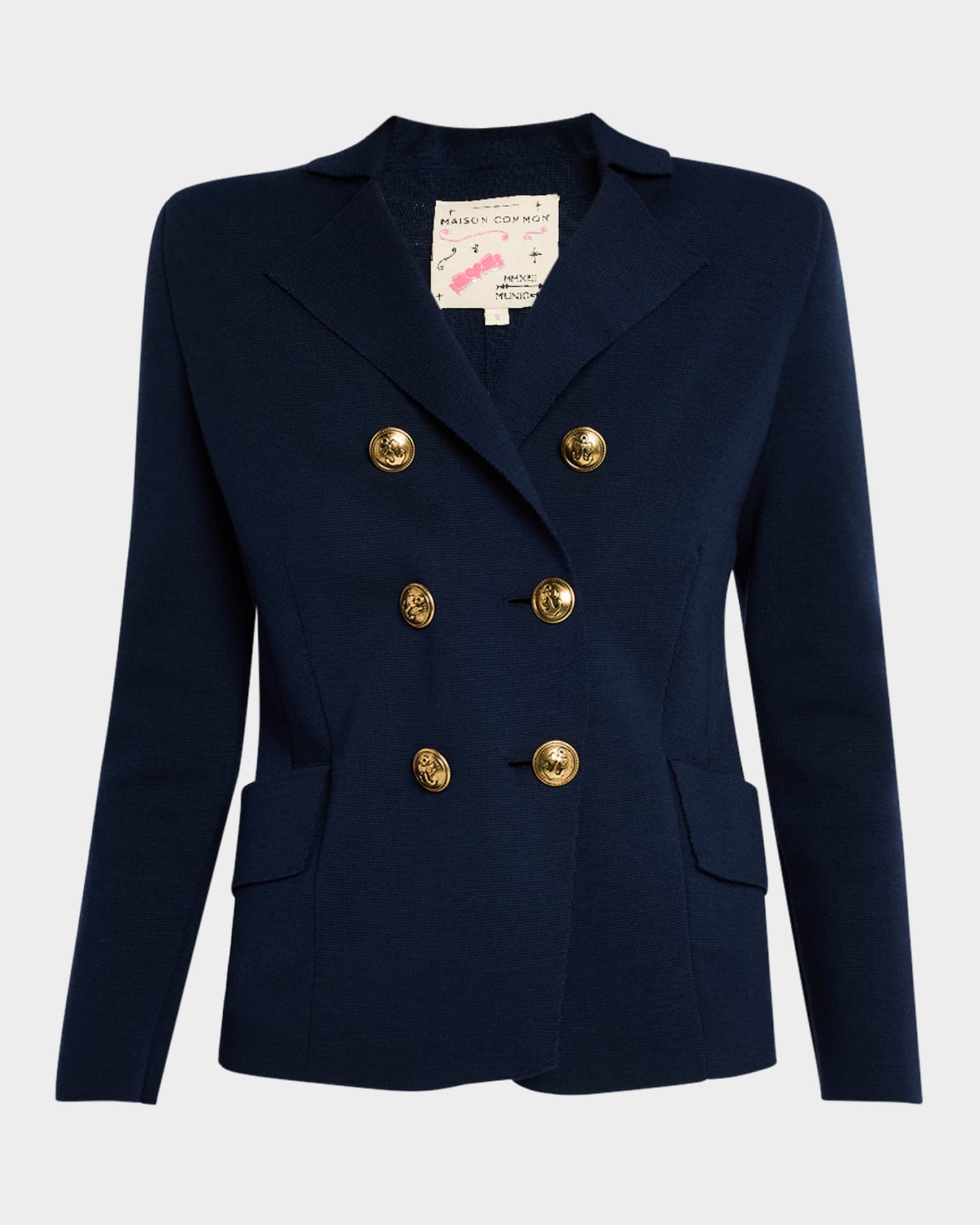 Nautical Double-Breasted Merino Knit Jacket 0