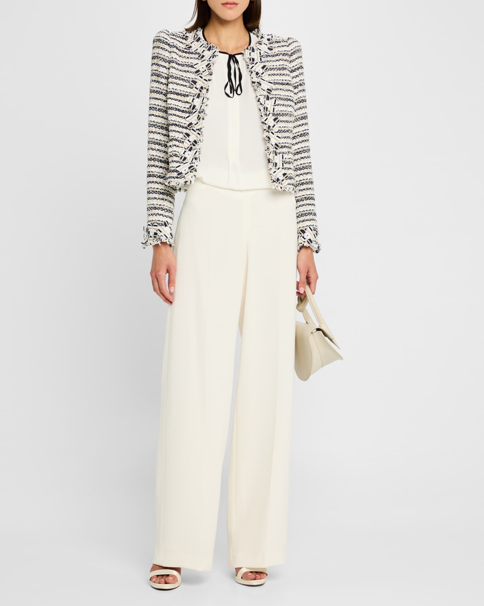 Tie-Front Short-Sleeve Silk Blouse 1