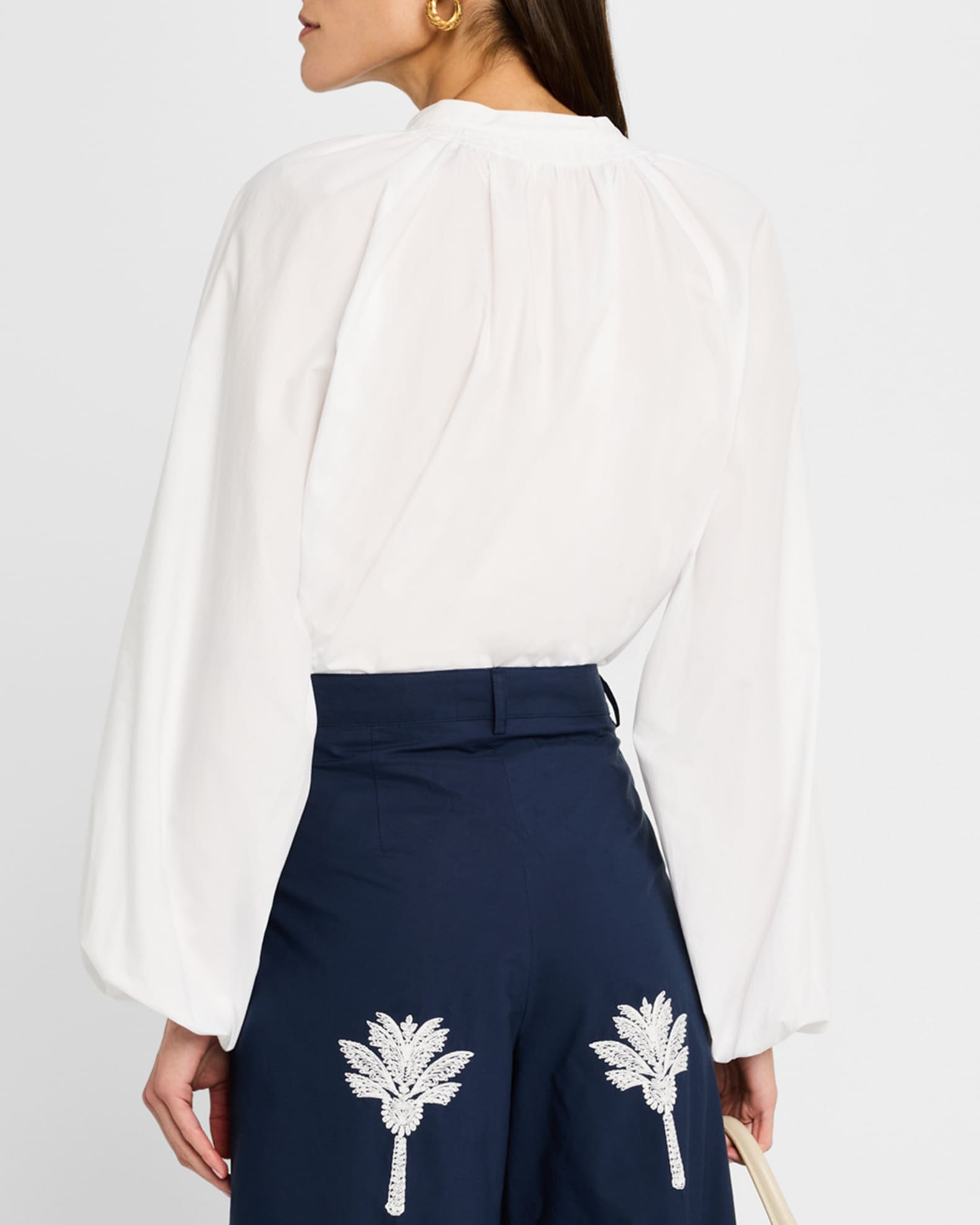 Ruched Round Neck Long Sleeve Blouse main image 1