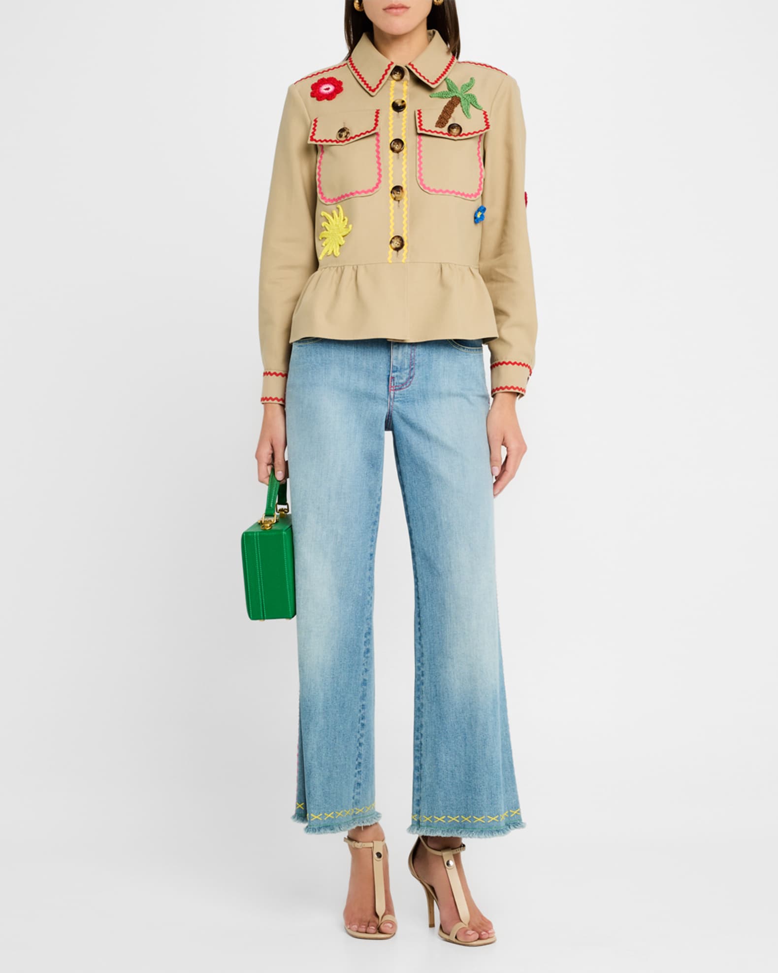 Novelty-Applique Cotton Shirt Jacket 1