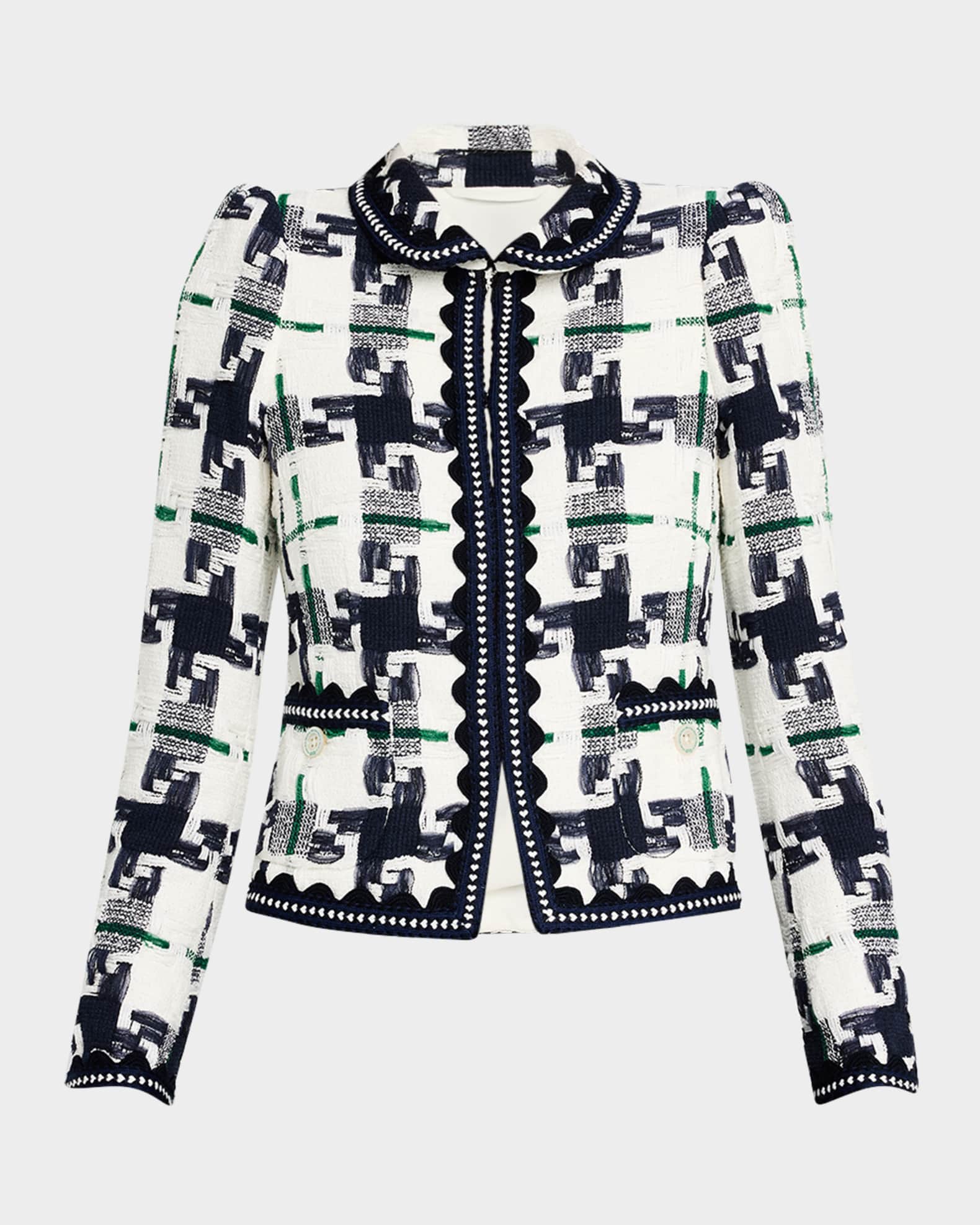 Cotton-Blend Basketweave Tweed Jacket 0