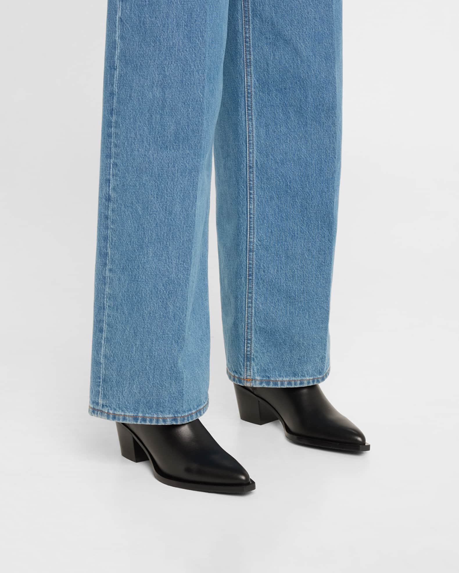 Tate Pointed Zip Leather Booties 1