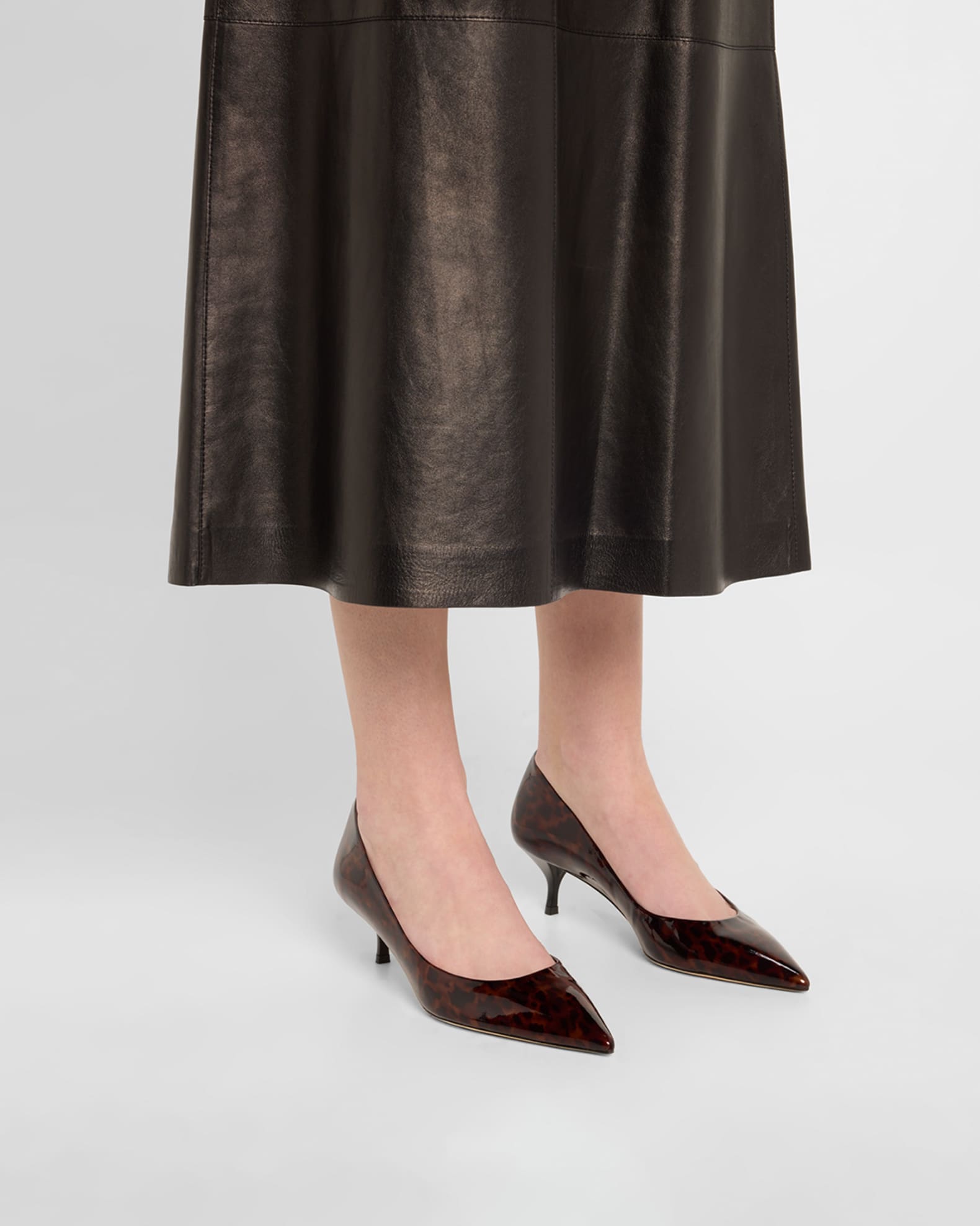Stuart Power Tortoise Leather Pumps 1