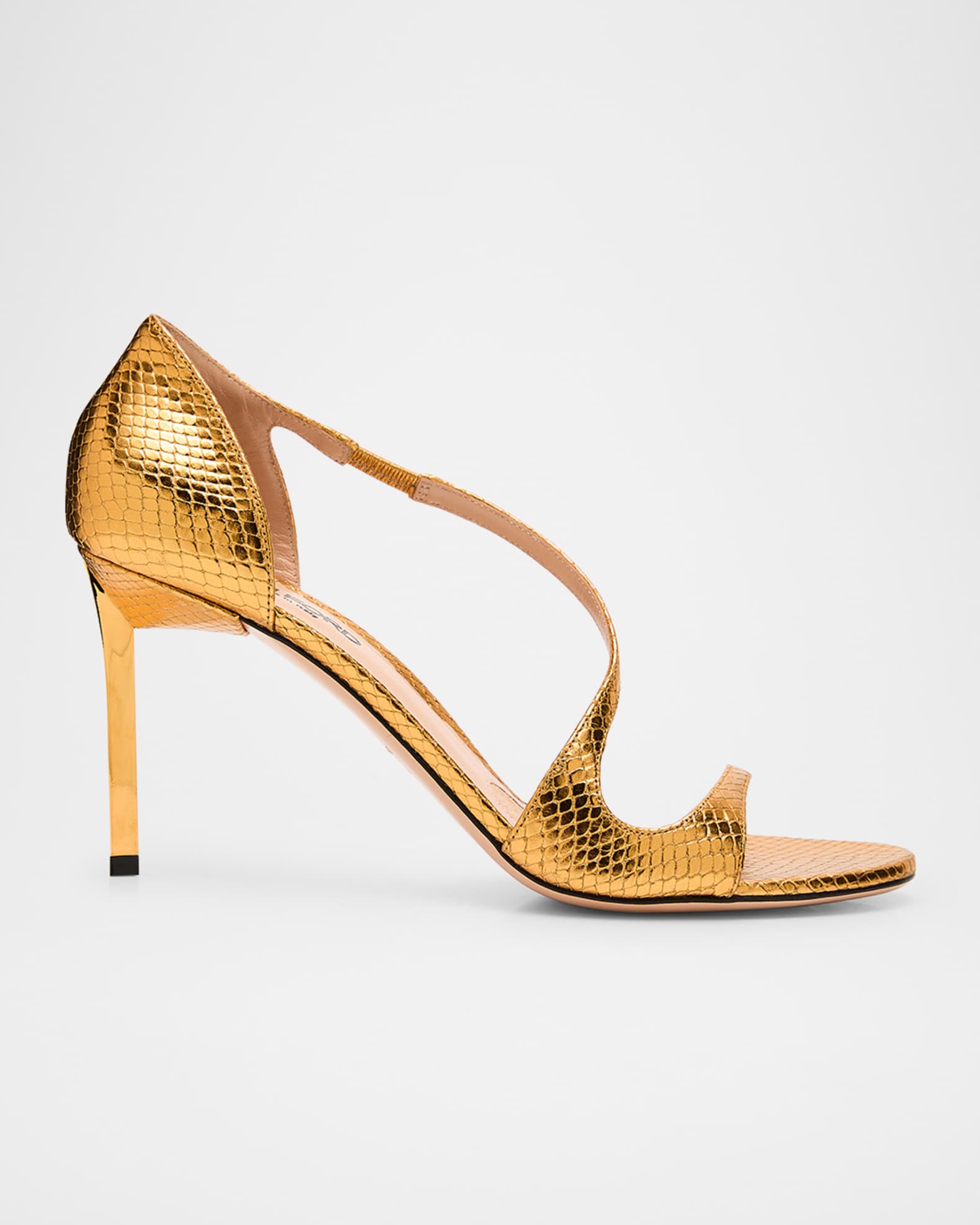 Metallic Python-Embossed Stiletto Sandals 0