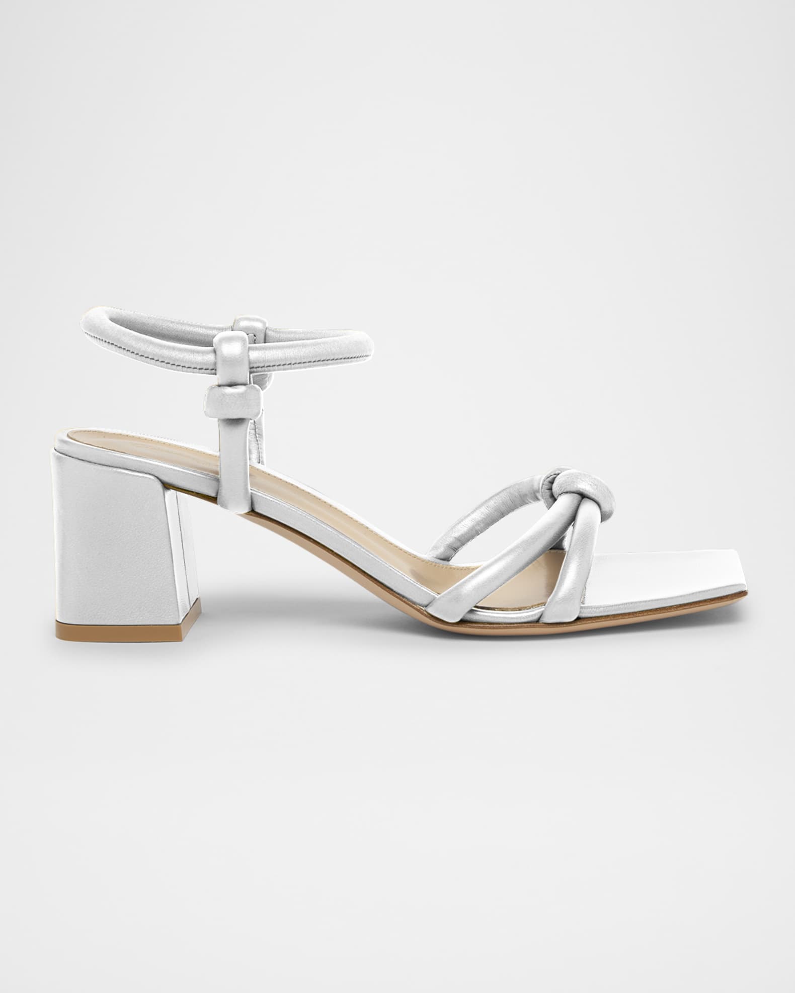 Leather Knot Ankle-Strap Sandals 0