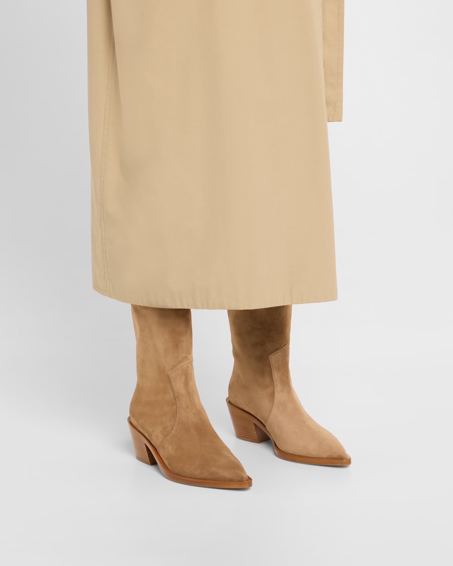 Suede Short Western Boots - Thumbnail 2