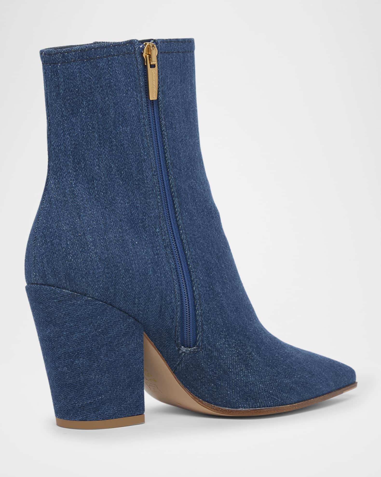 Gianvito Rossi Keinna Denim Zip Ankle Boots | Neiman Marcus