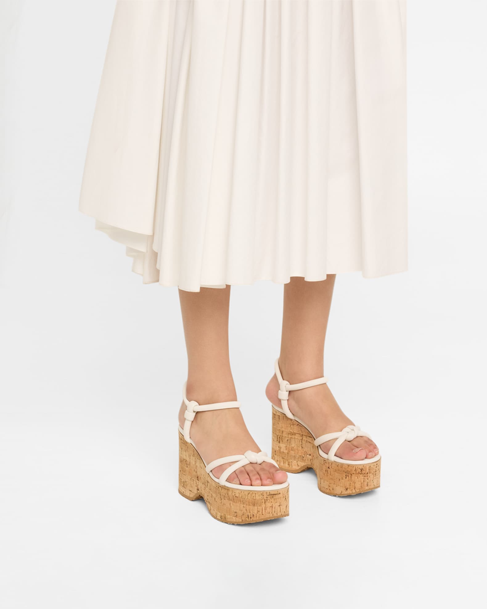 Knotted Leather Ankle-Strap Platform Sandals - Thumbnail 2