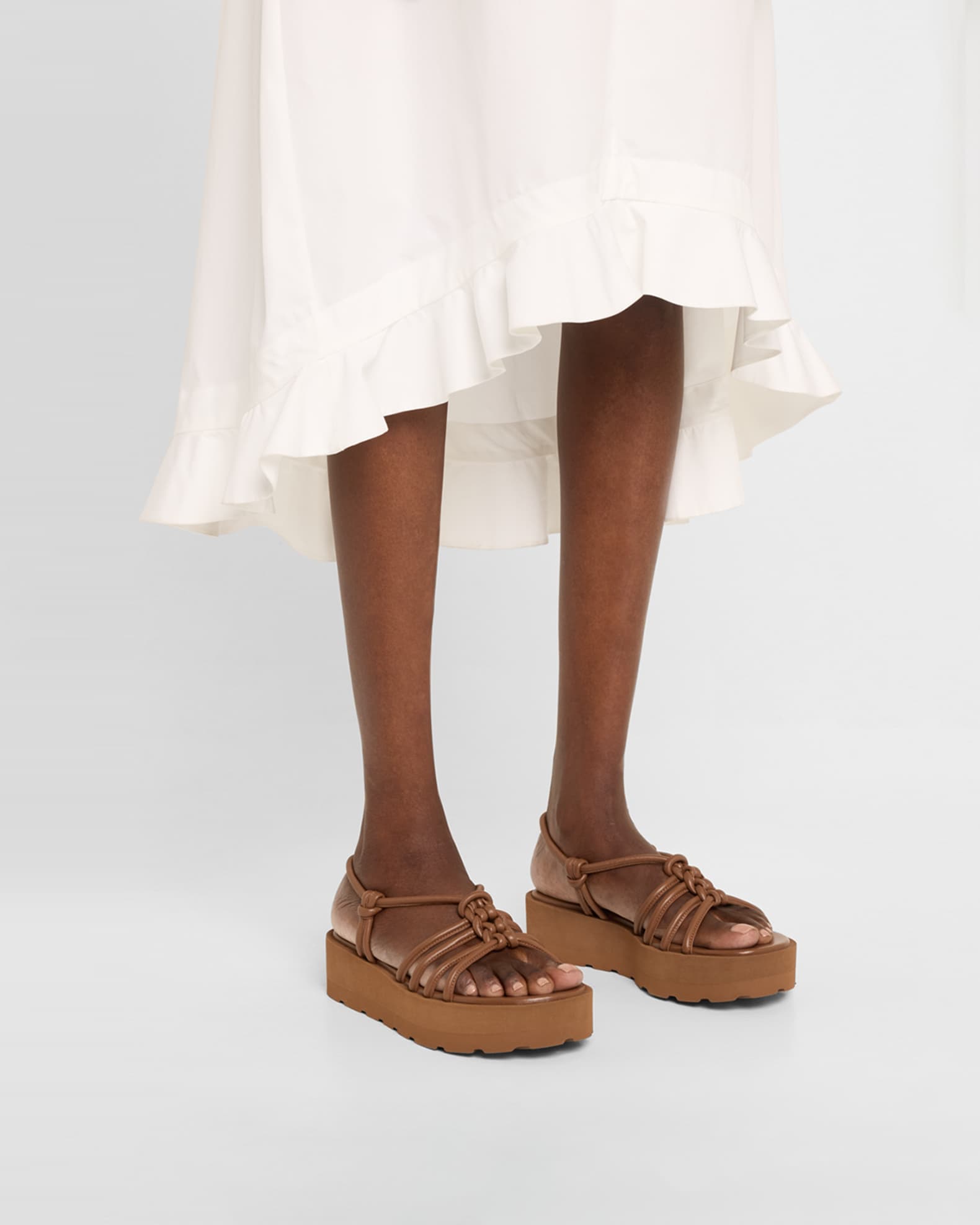 【Gianvito Rossi】 Knotレザー flatformサンダル GIANVITO ROSSI Hebe 45 メタリックレザー プラットフォーム