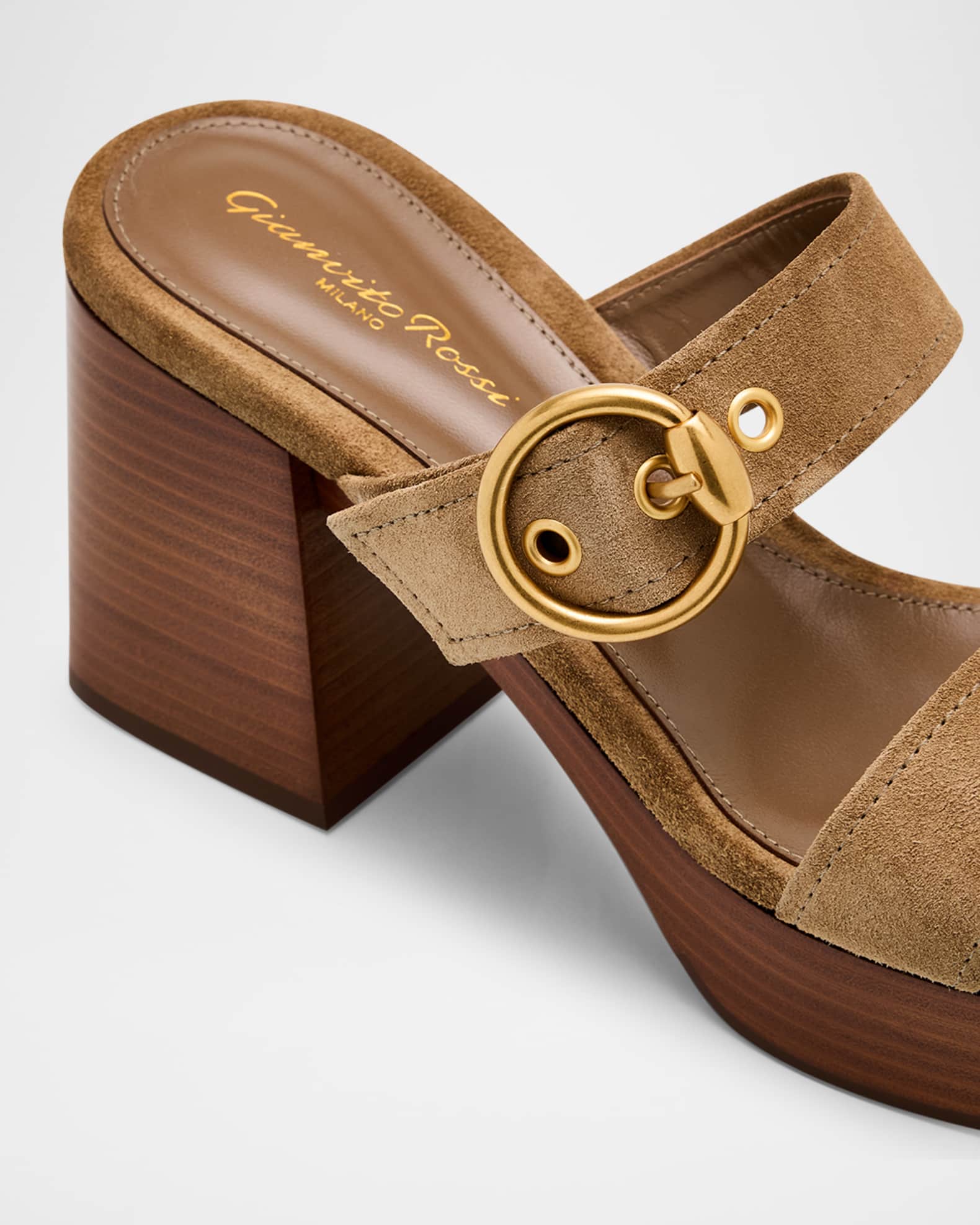 ファッションシーンで話題のこれから流行るブランド12選 Gianvito Rossi Sandals Slide Platform Dual-Band Buckle Suede 靴