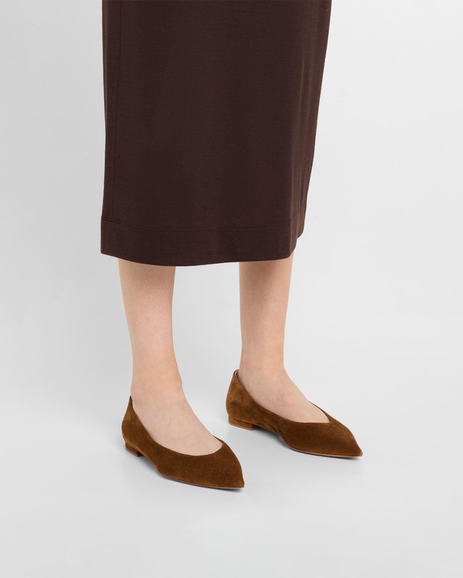 Suede Pointed-Toe Ballerina Flats 1