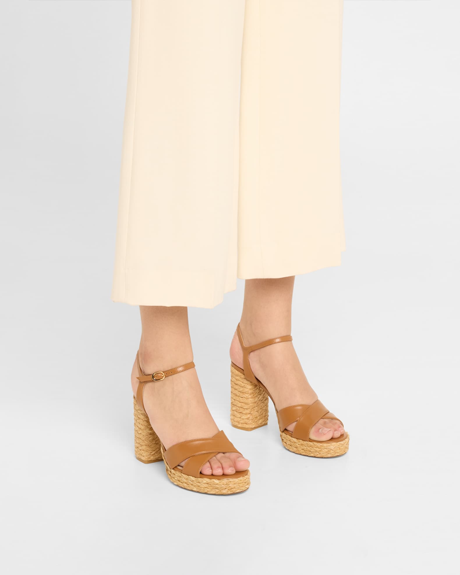 Metallic Woven Wedge Platform Sandals - Thumbnail 2