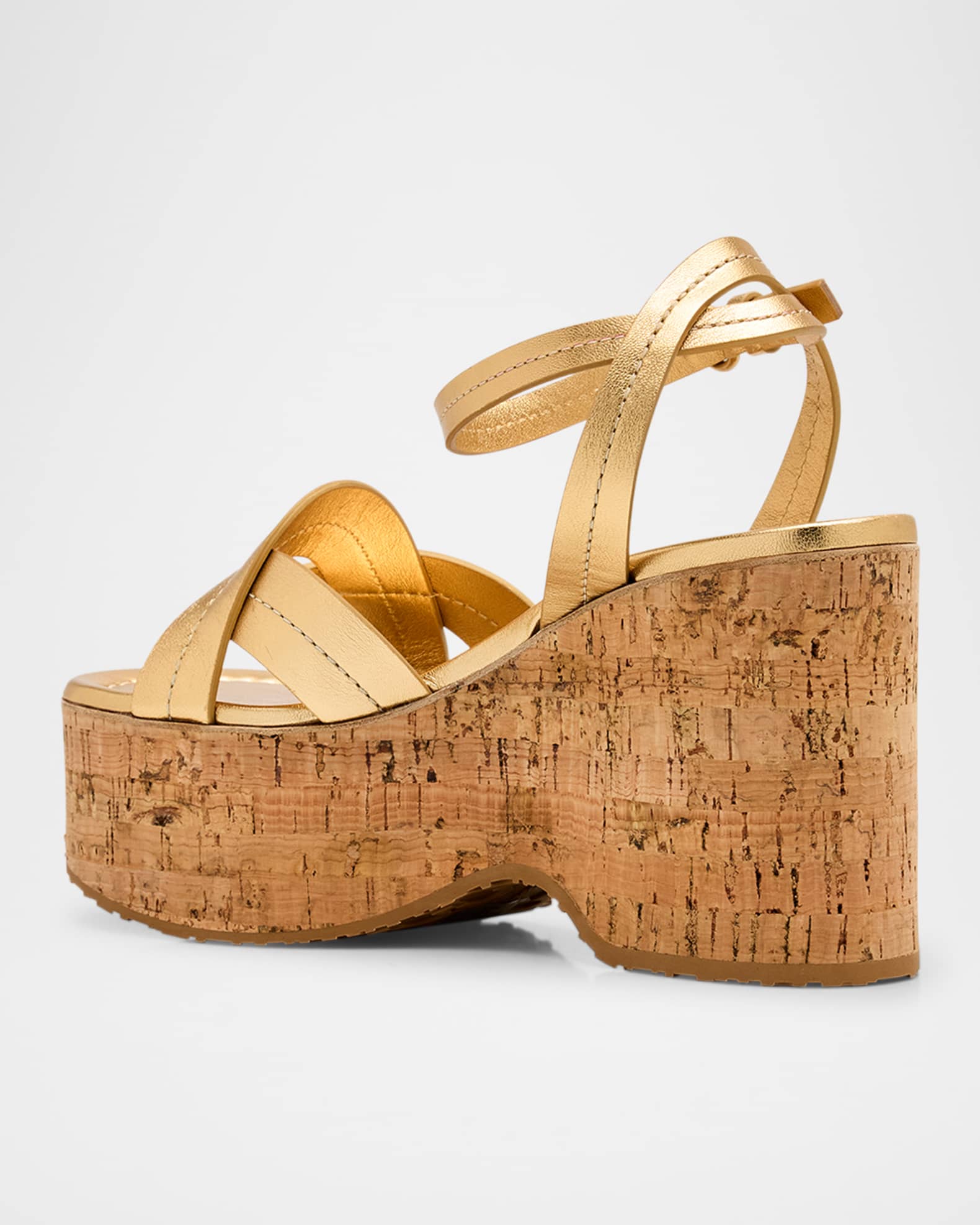 Gianvito Rossi Metallic Woven Wedge Platform Sandals