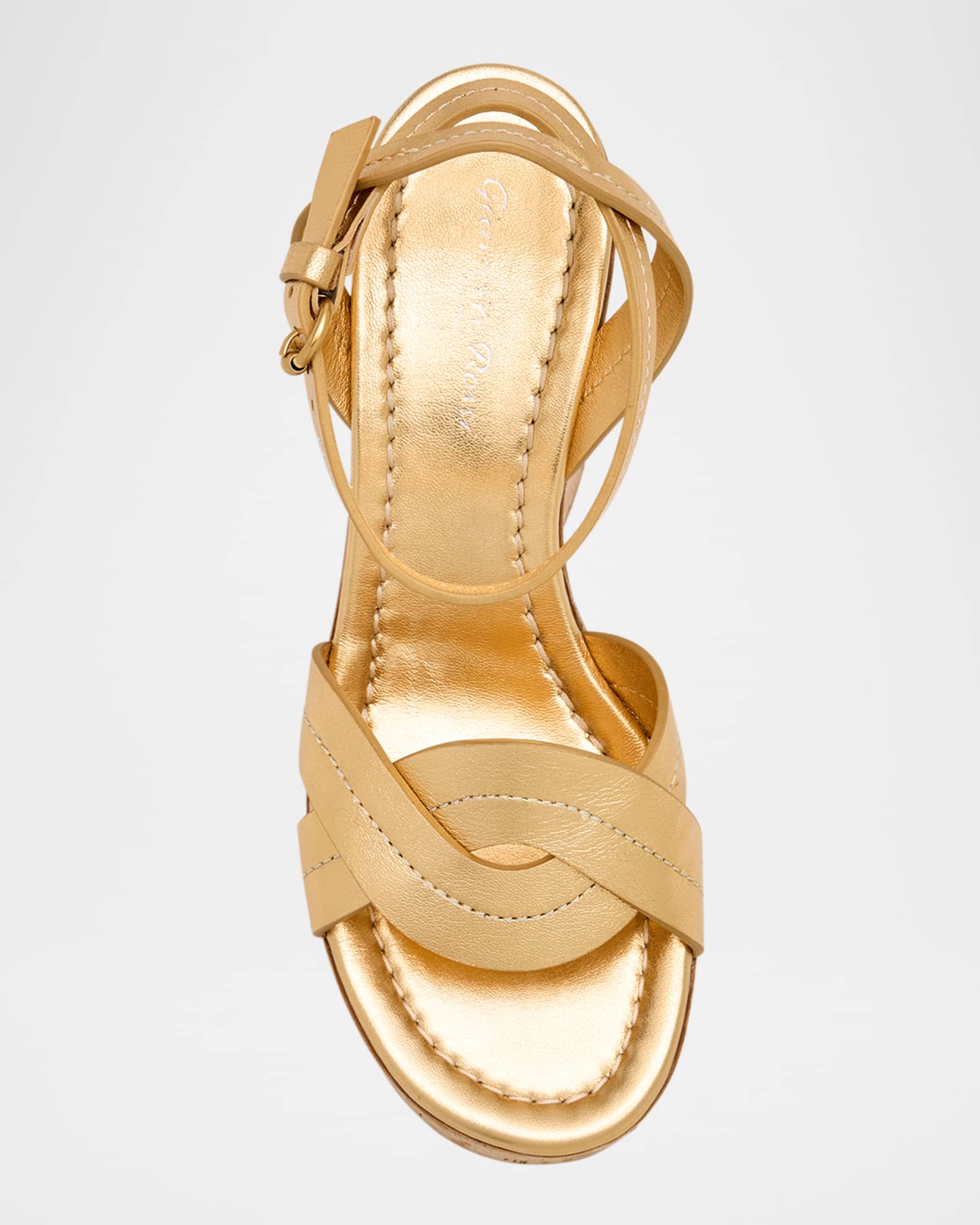 Gianvito Rossi Metallic Woven Wedge Platform Sandals