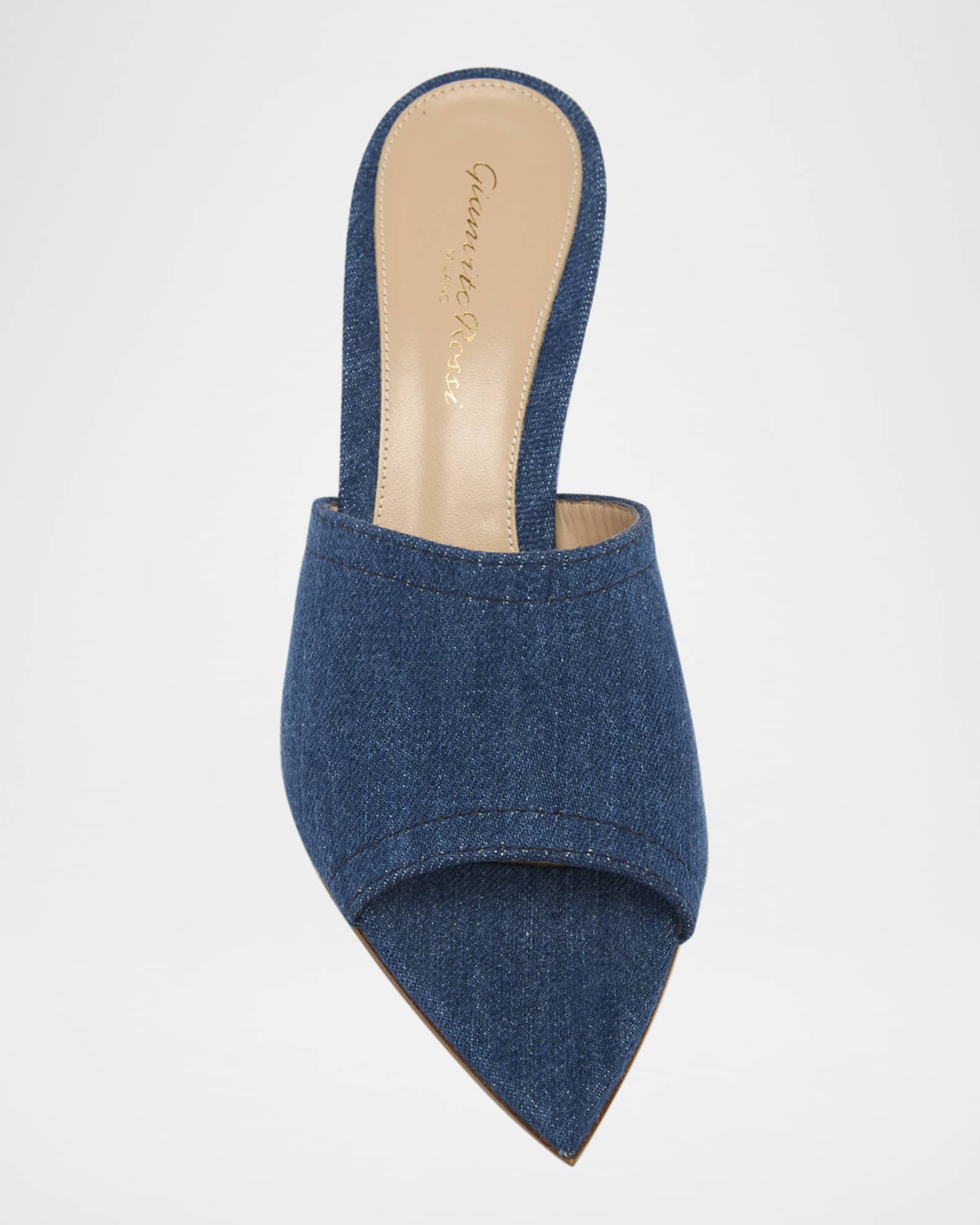 Denim Block Heel Mule Sandals