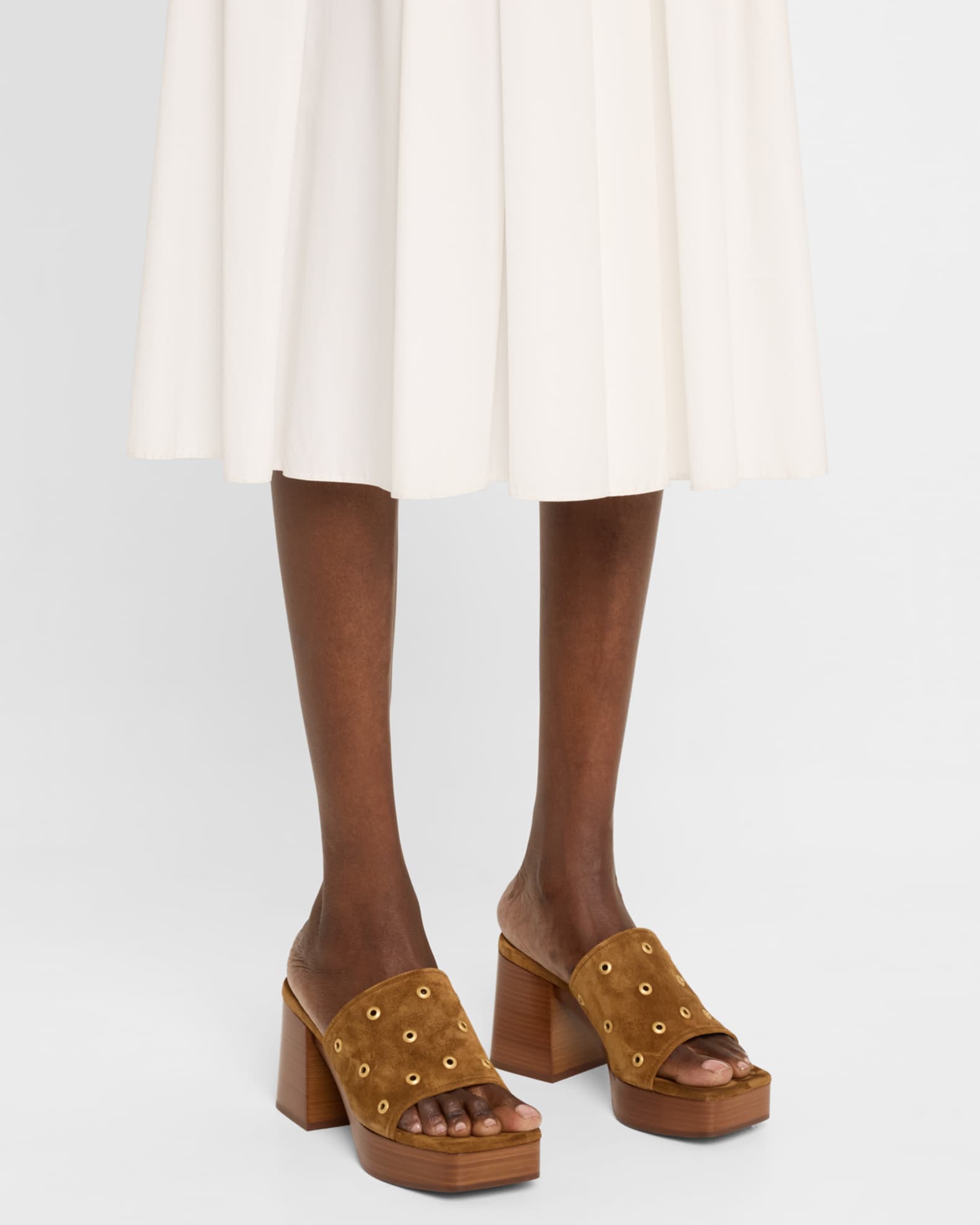 Gianvito Rossi Suede Grommet Platform Mule Sandals | Neiman