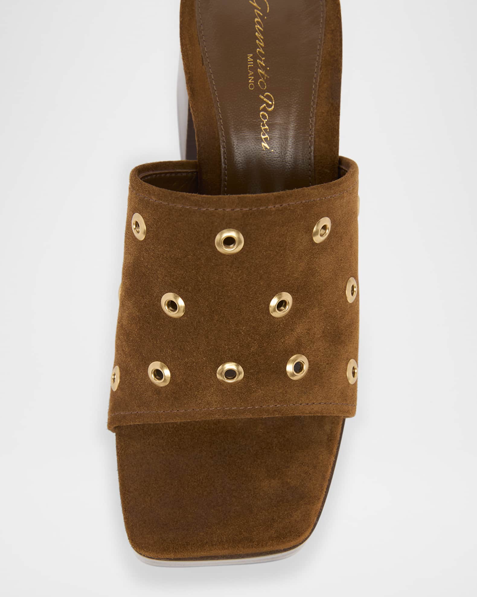 Gianvito Rossi Suede Grommet Platform Mule Sandals | Neiman