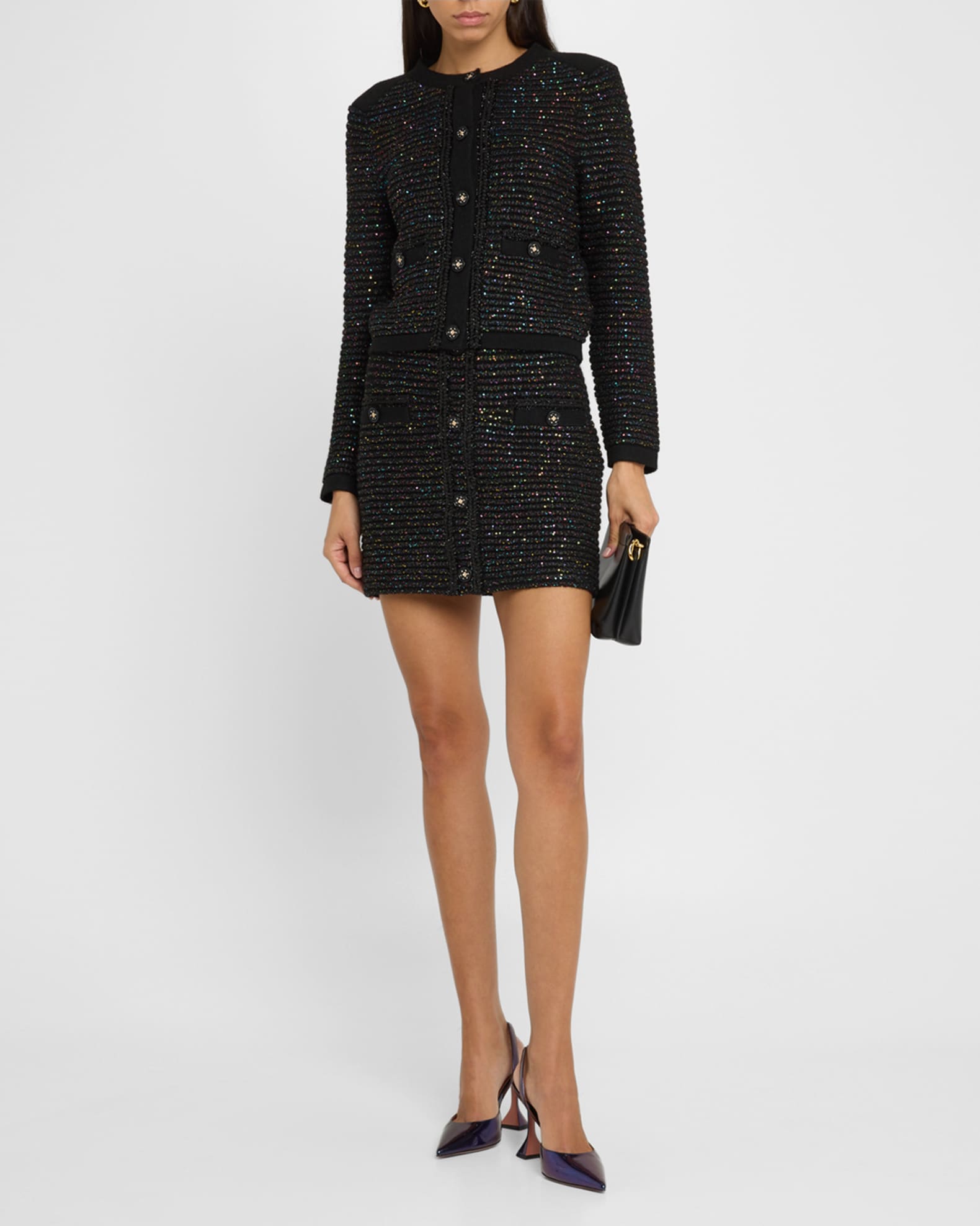 Sequin Textured-Knit Cardigan Jacket 1