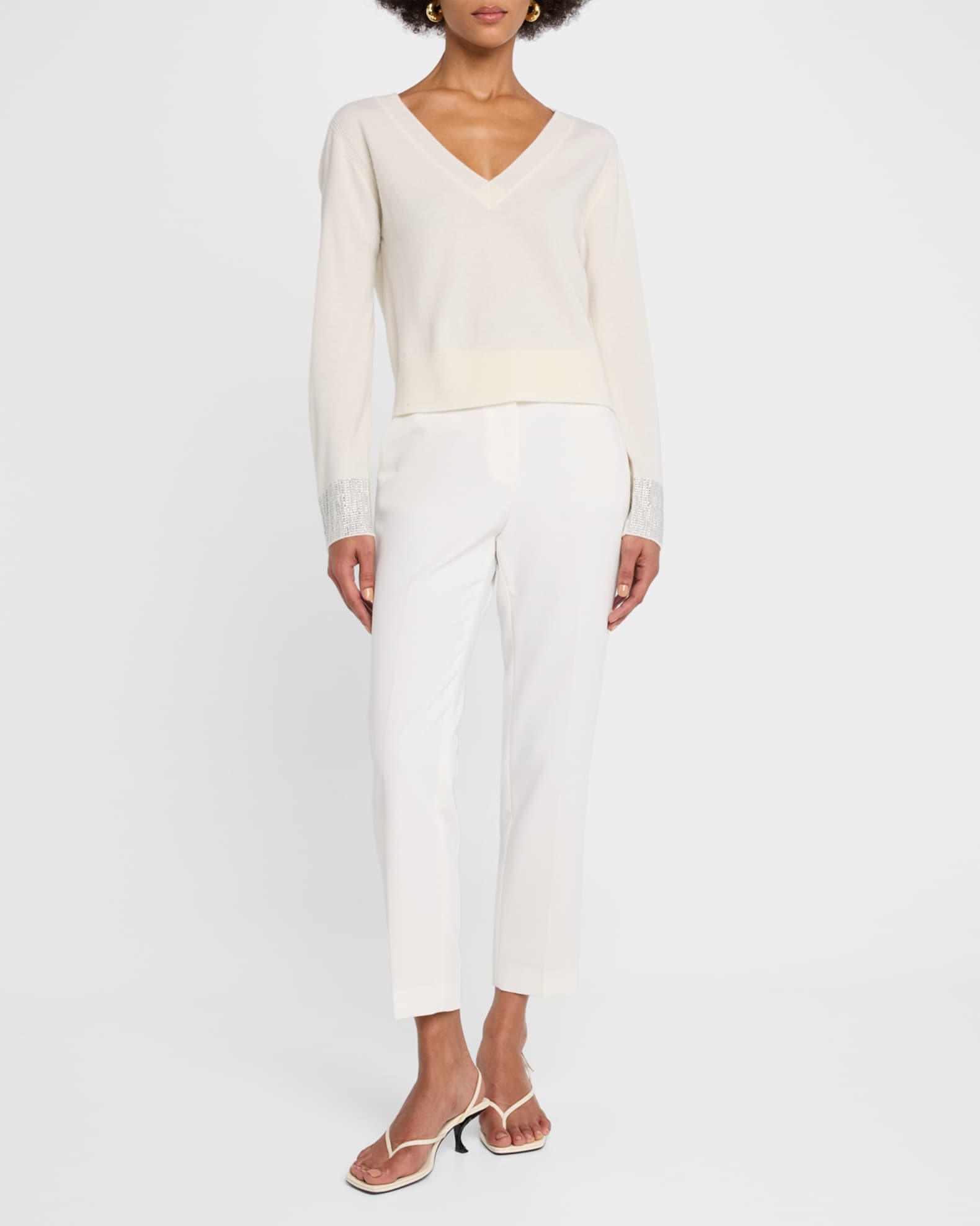 Ilyse Crystal-Cuff Wool and Cashmere Sweater 1