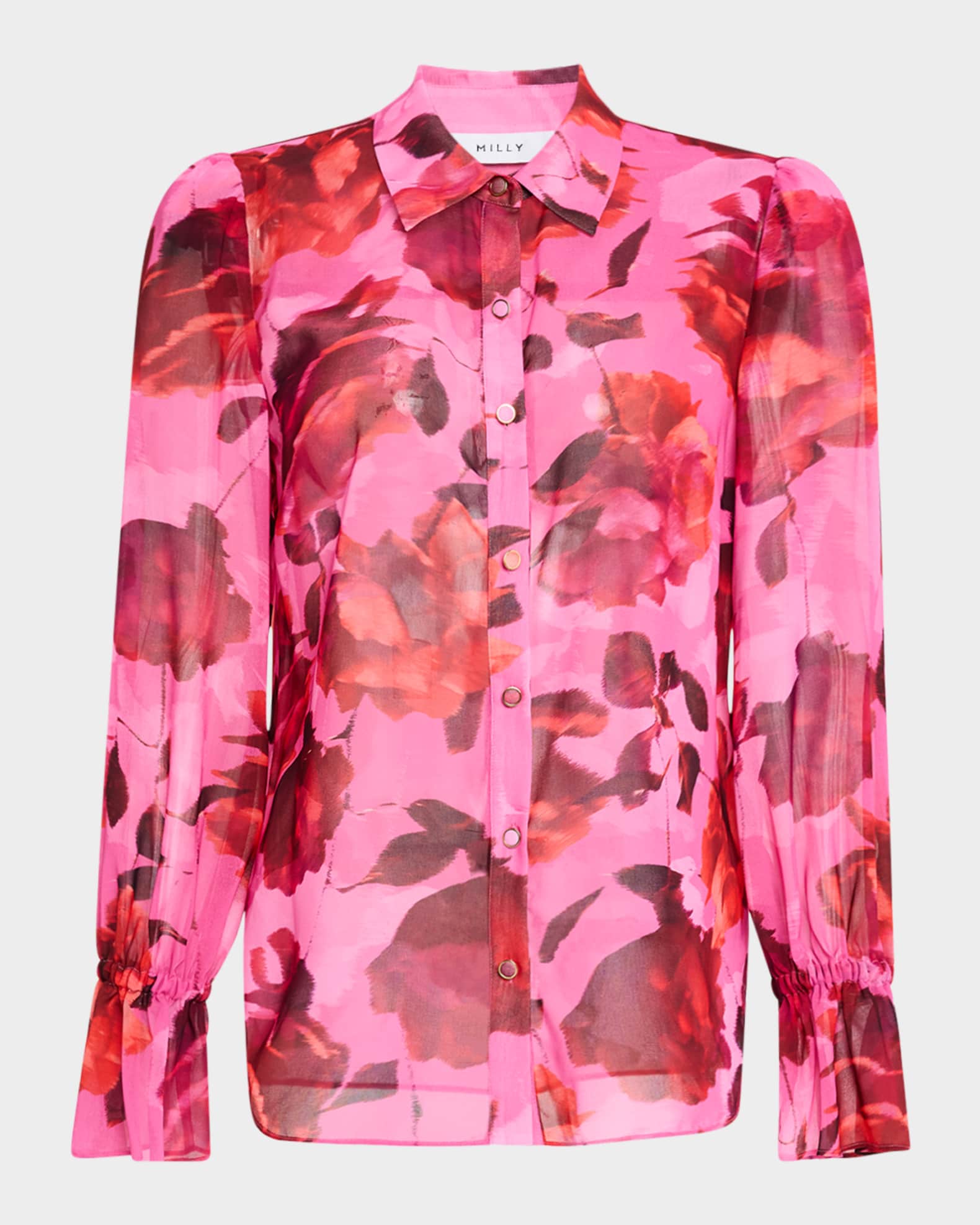Lacey Blurred Blossom Floral-Print Blouse 0