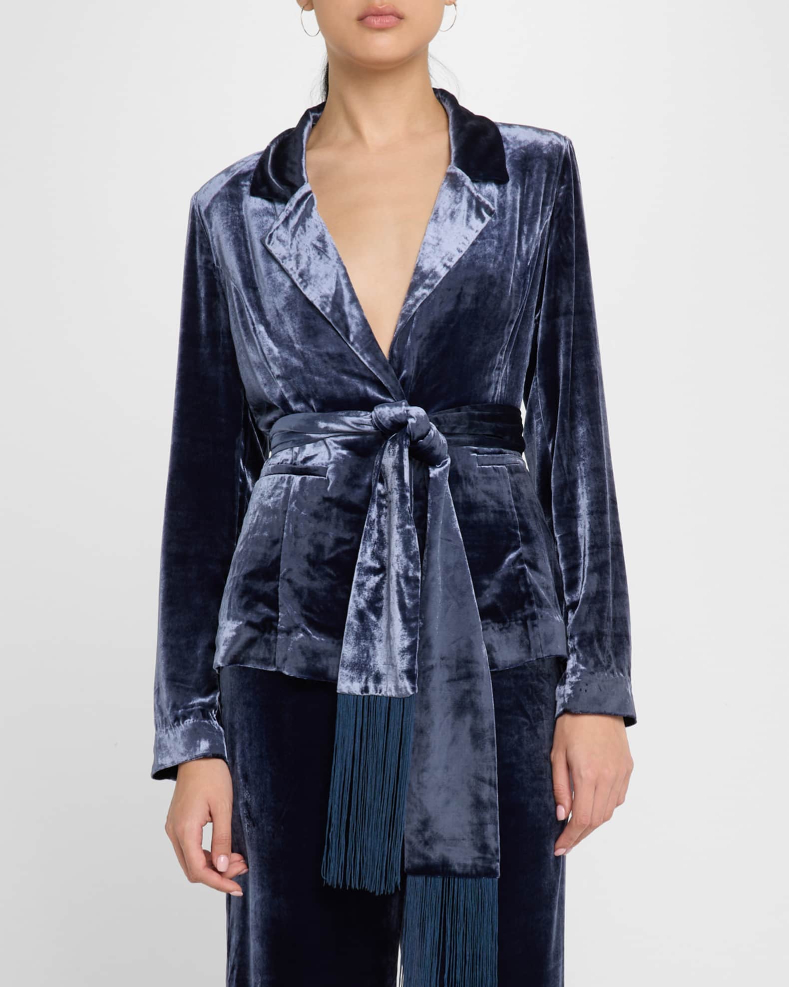 Velvet belted jacket outlet