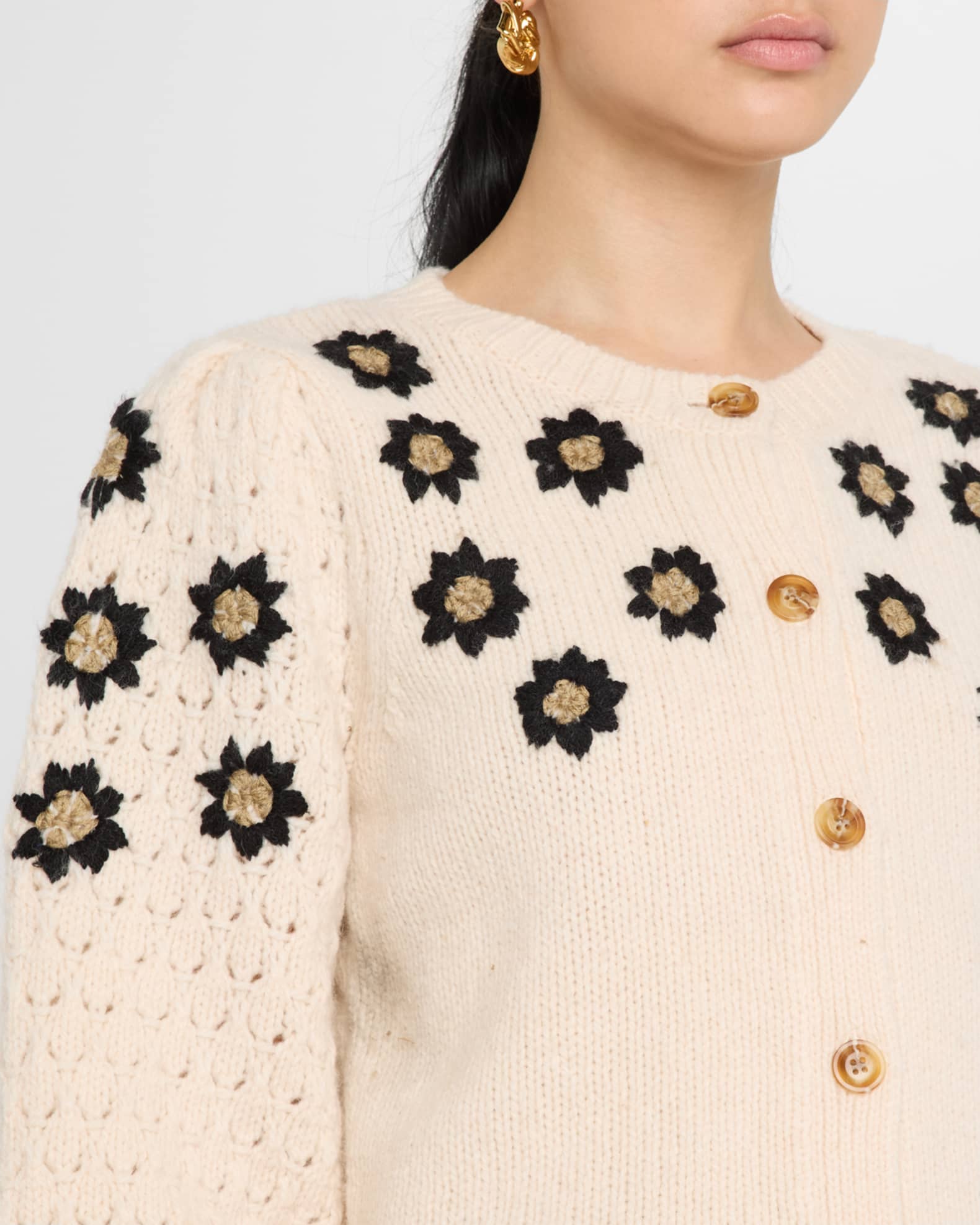 Dea Kudibal Felinedea Floral Embroidered Bishop Sleeve Cardigan Neiman Marcus
