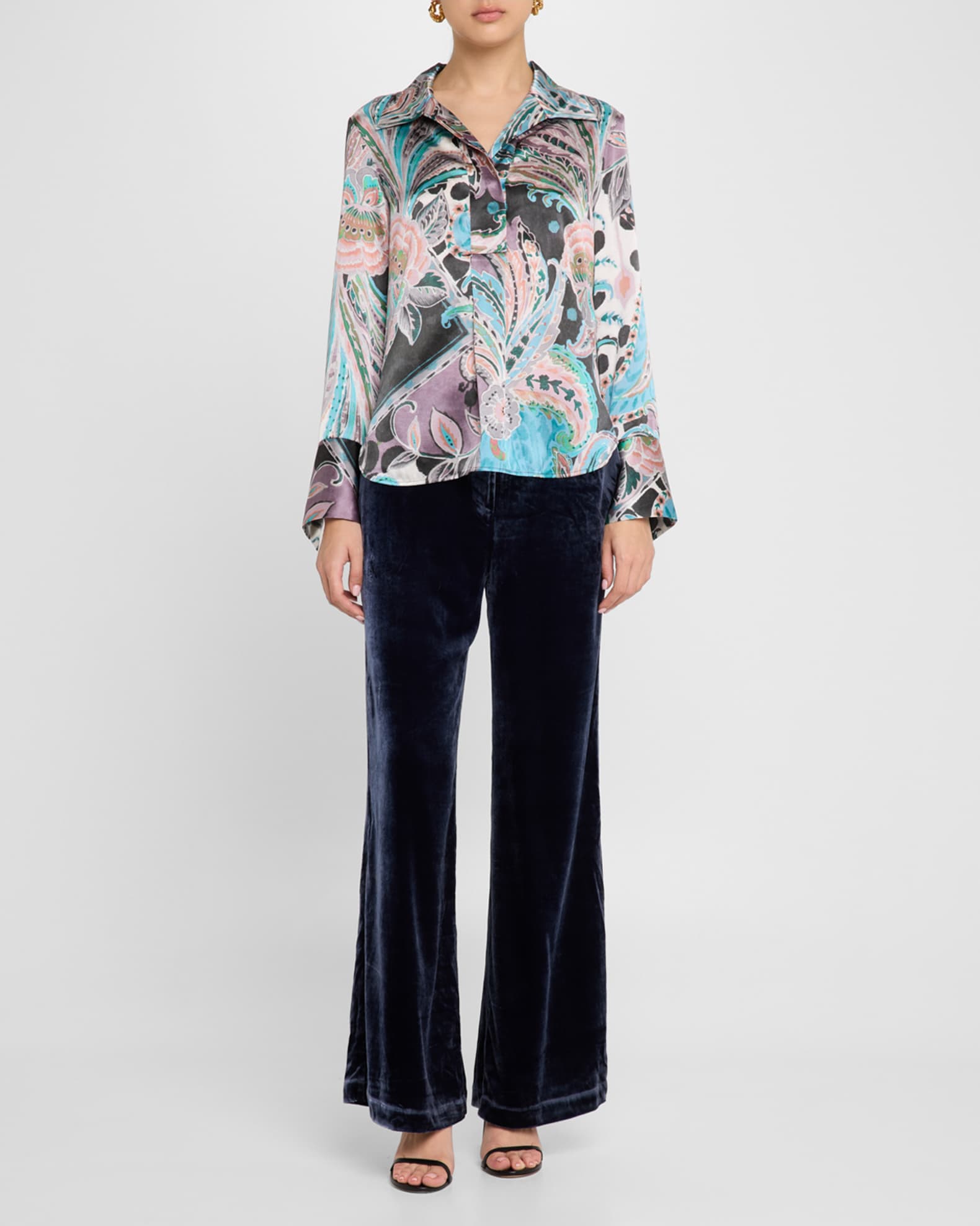 Janetdea Paisley Silk-Blend Blouse 1