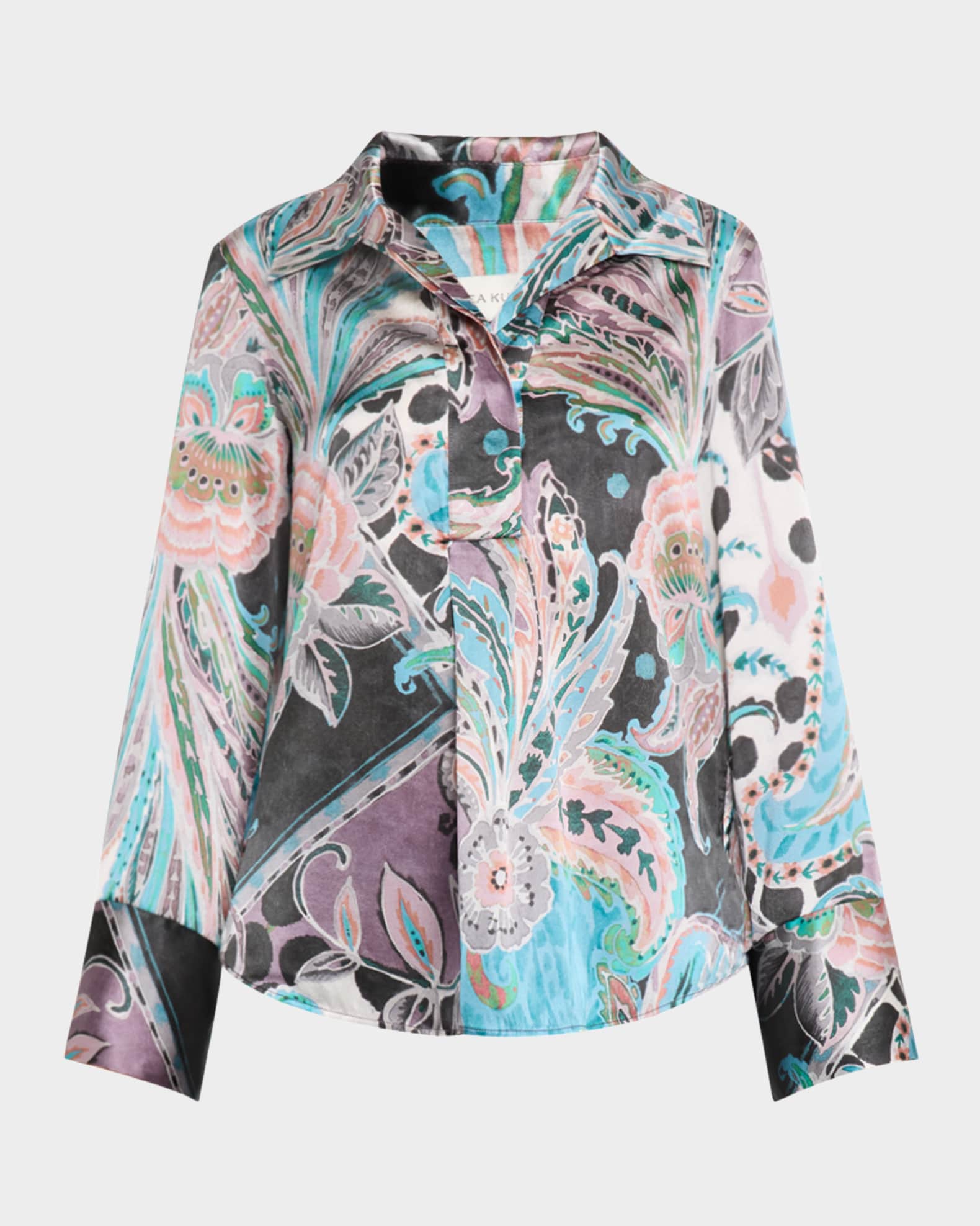 Janetdea Paisley Silk-Blend Blouse 0