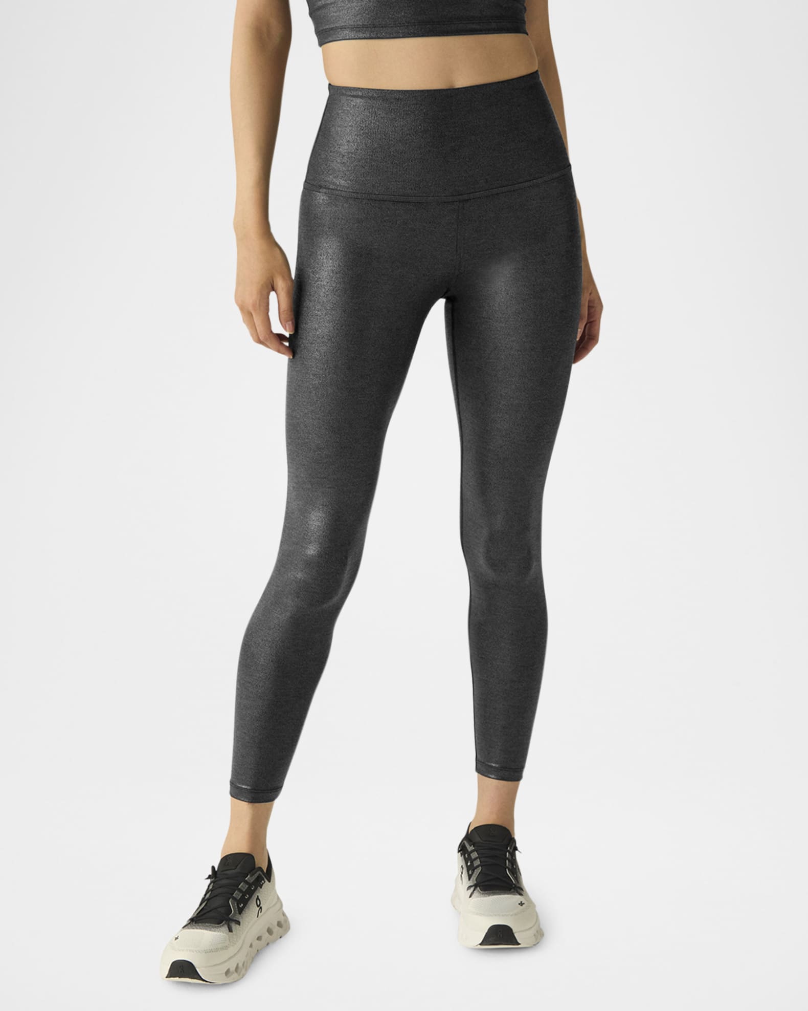 Metallic High Waisted Midi Leggings