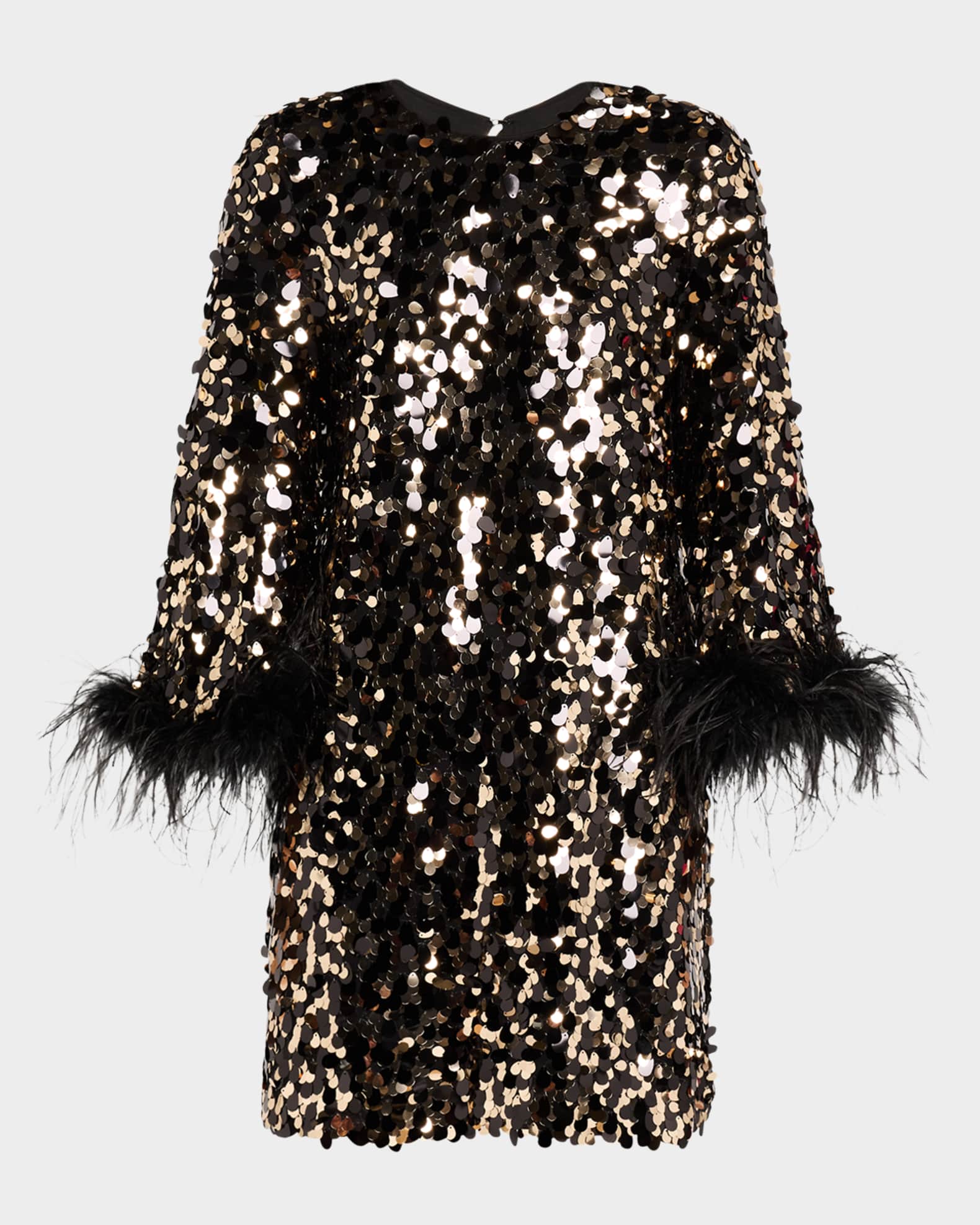 Juliet Feather-Cuff Sequin Mini Dress 0