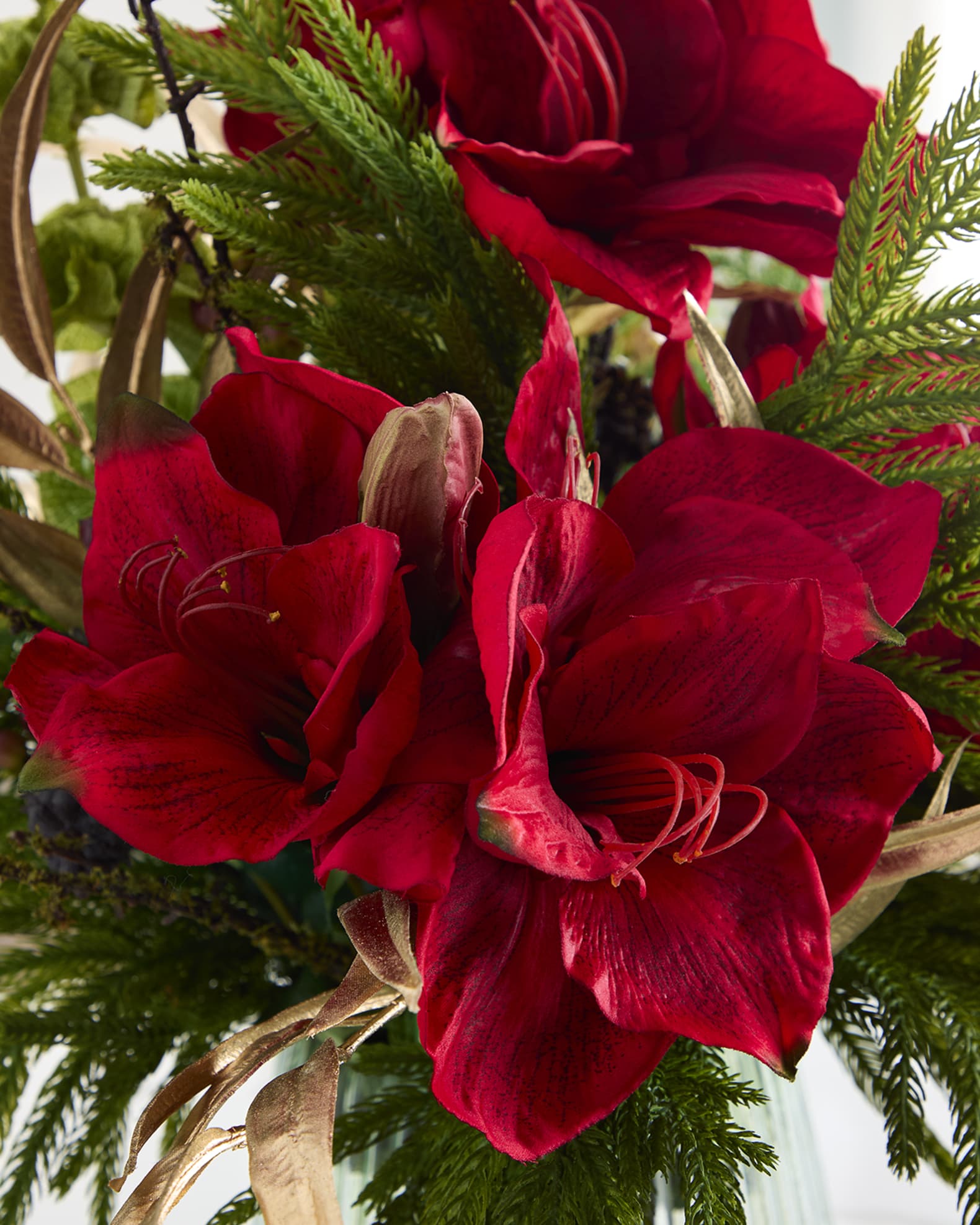 T&C Floral Company Christmas 27" Faux Floral Arrangement in Green Glass