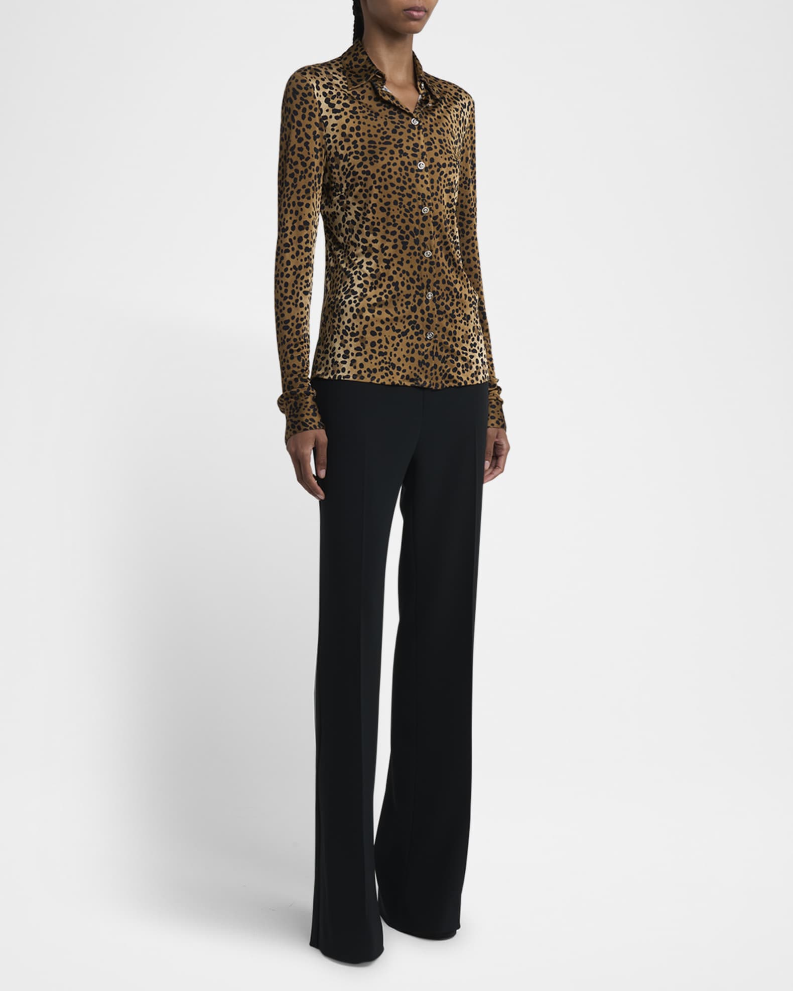Leopard-Print Liquid Jersey Formal Shirt 1