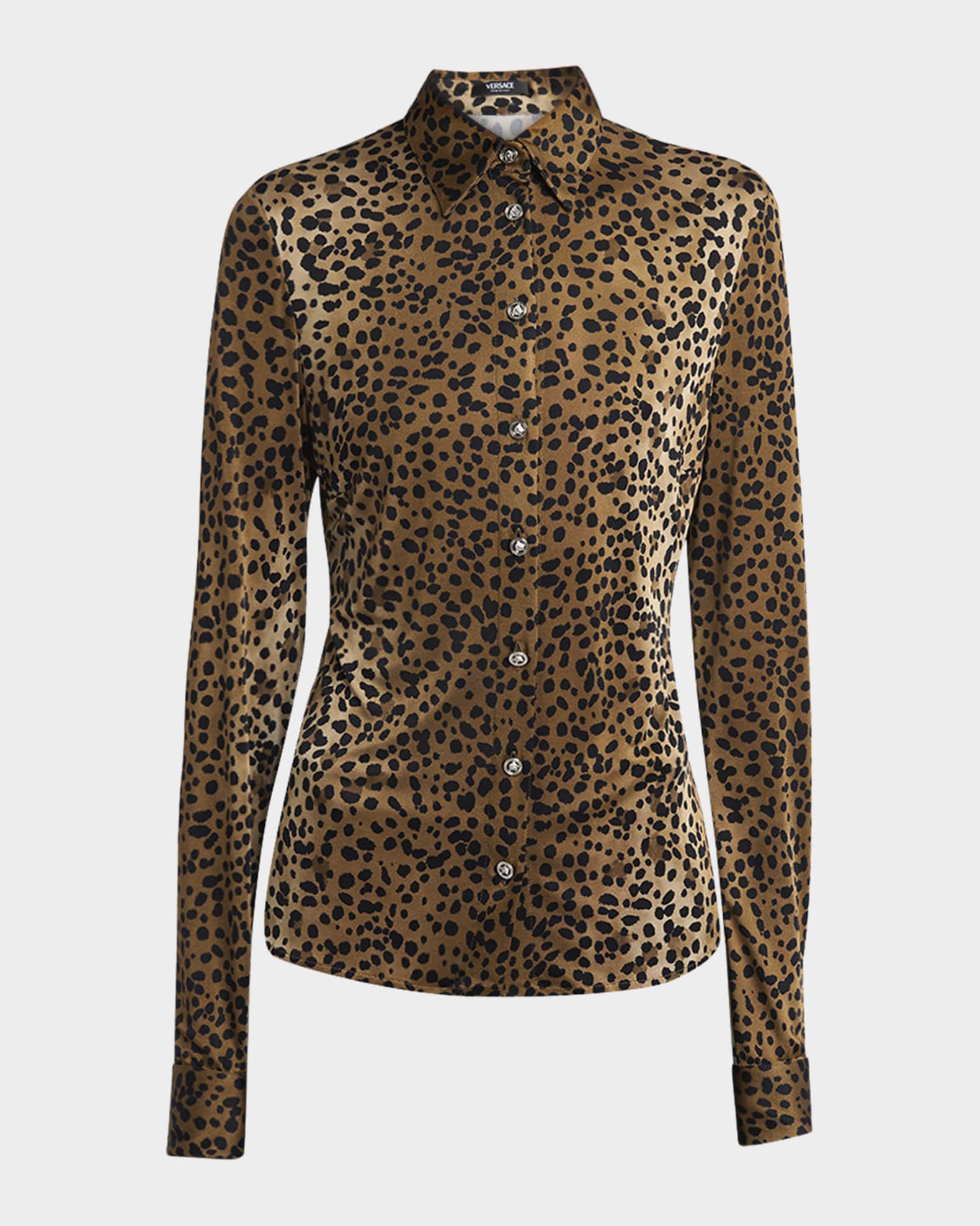 Leopard-Print Liquid Jersey Formal Shirt 0