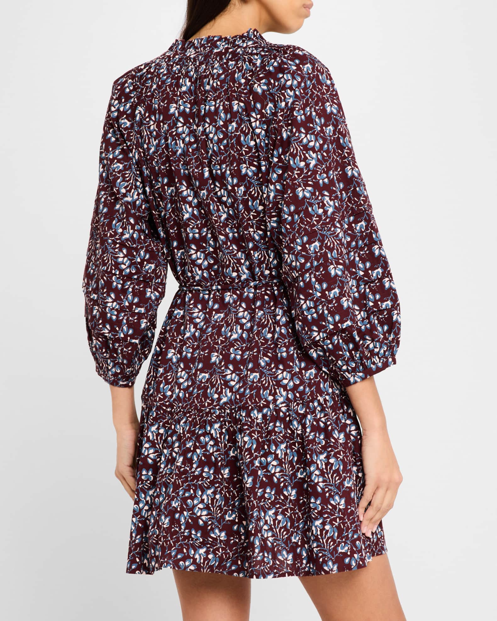 Apiece Apart Trinidad Tiered Floral-Print Mini Dress | Neiman Marcus