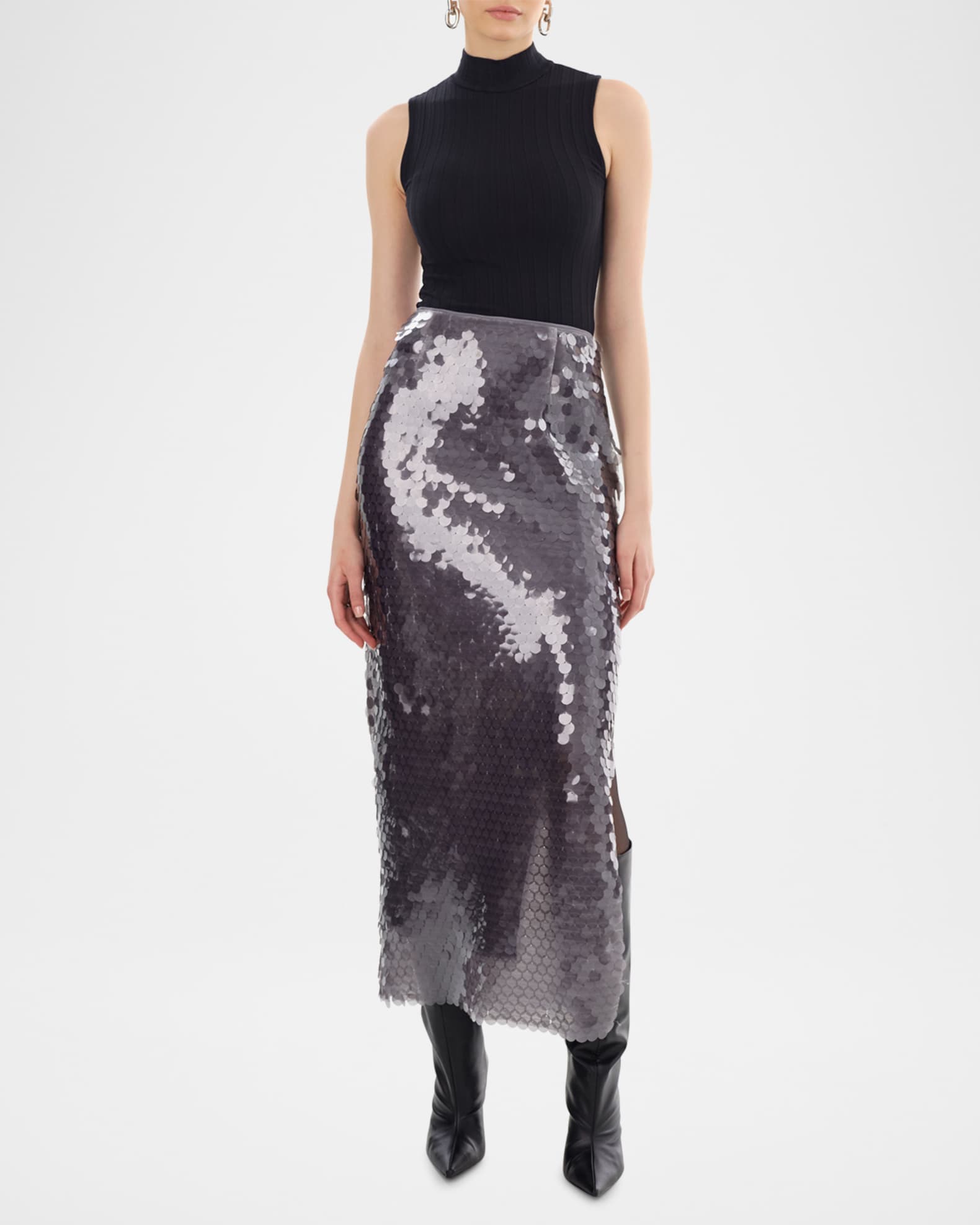 Clara Sequined Straight Midi Skirt 1
