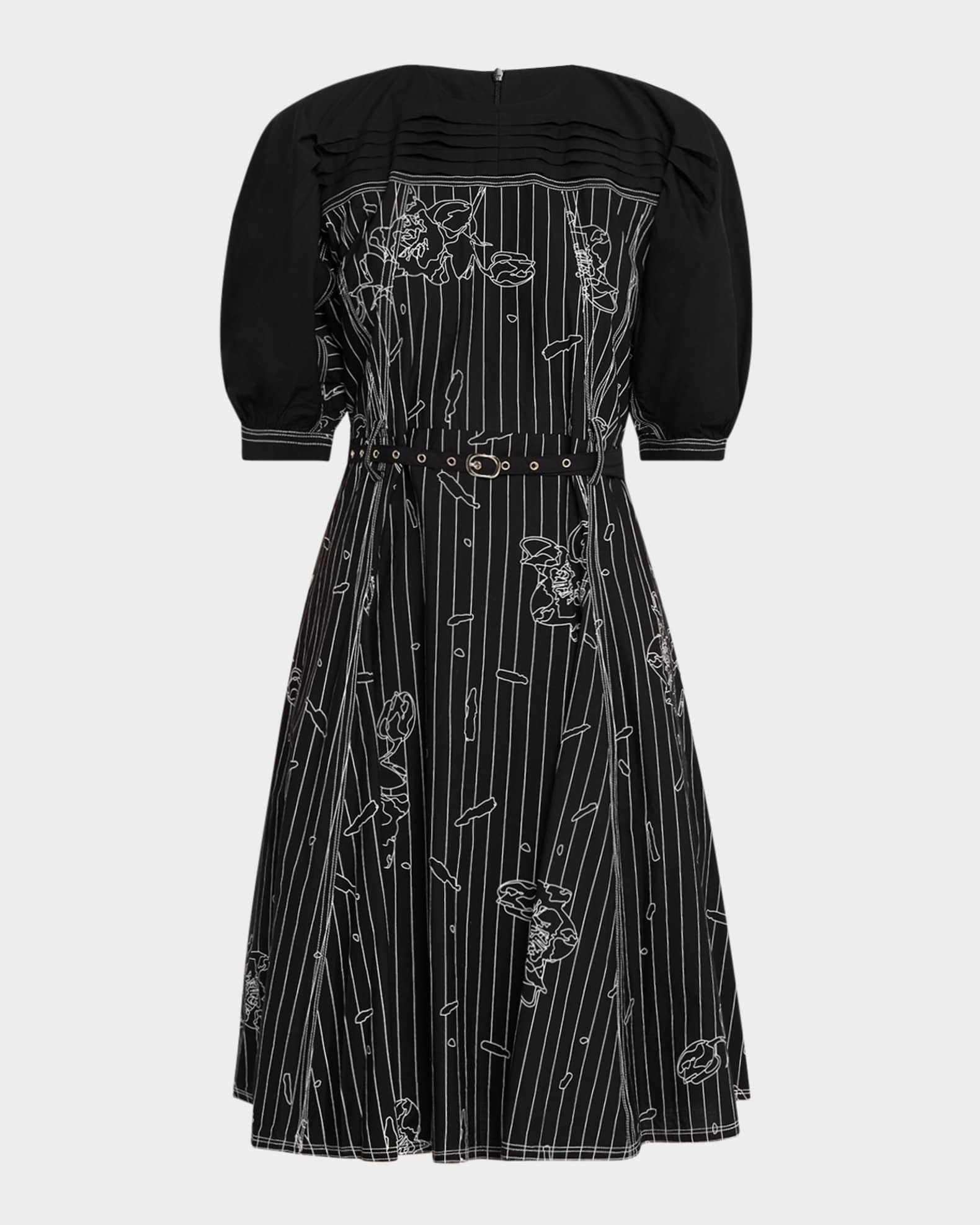 Vienna Embroidered Puff-Sleeve Dress 0