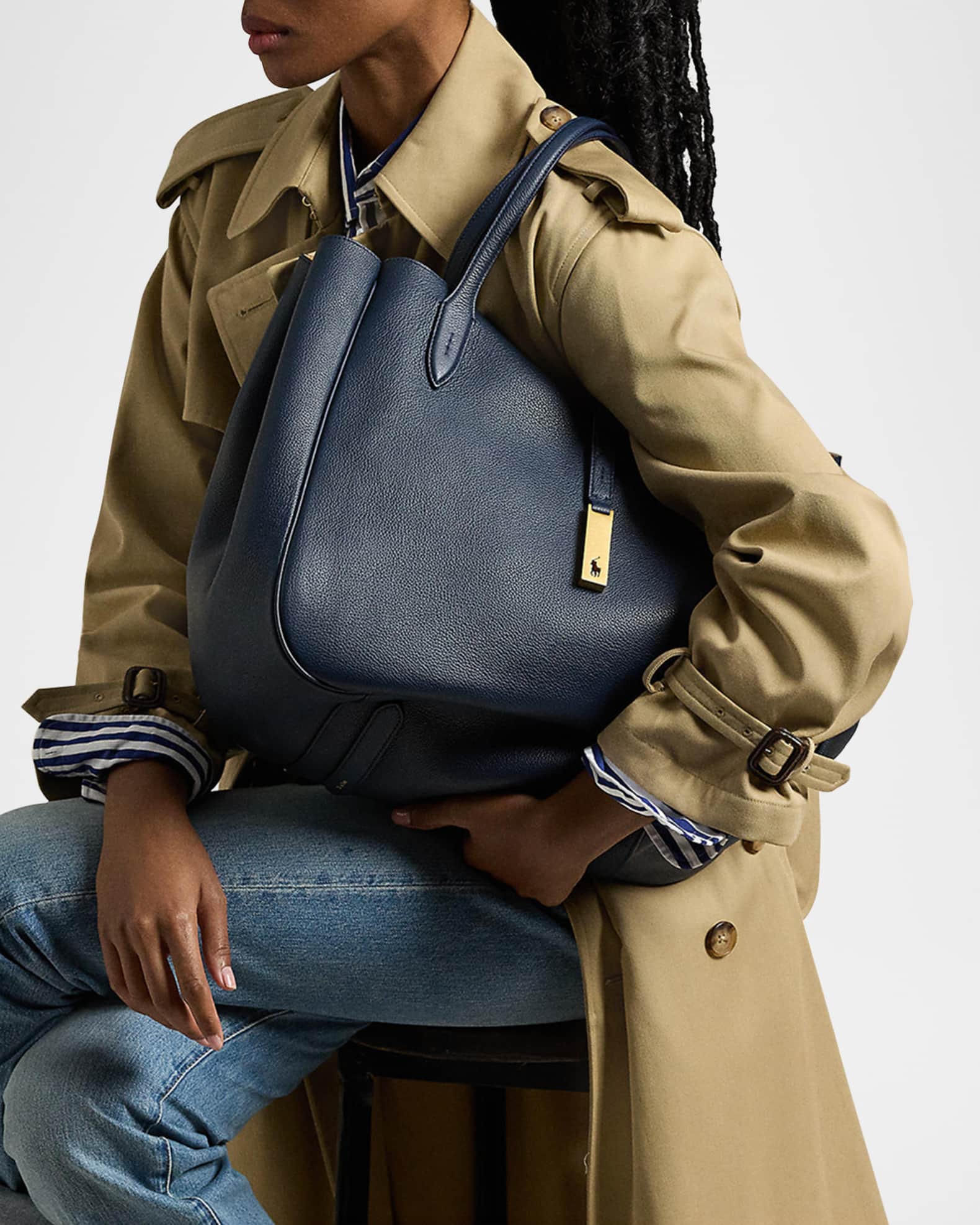 Medium Grain Leather Tote Bag 1