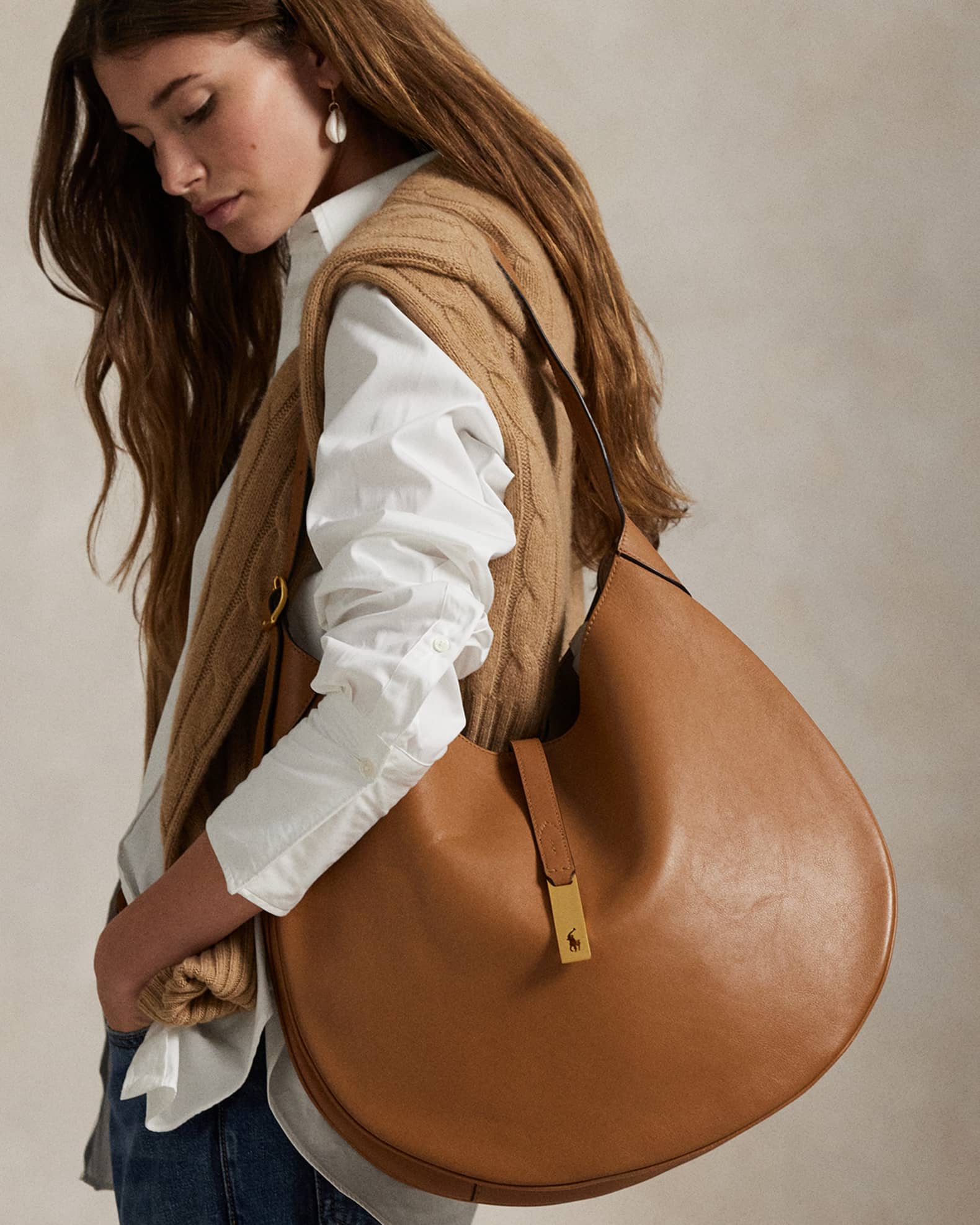 【ラルフローレン】Polo ID Large Calfskin Shoulder Bag Polo ID Calfskin Large Shoulder Bag | Ralph Lauren