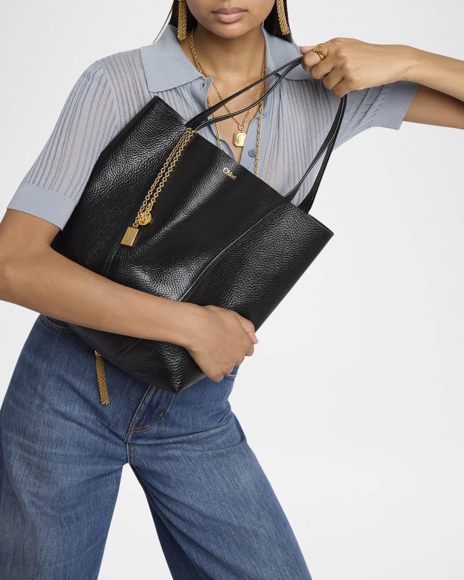 Spin Medium Tote Bag in Leather  1