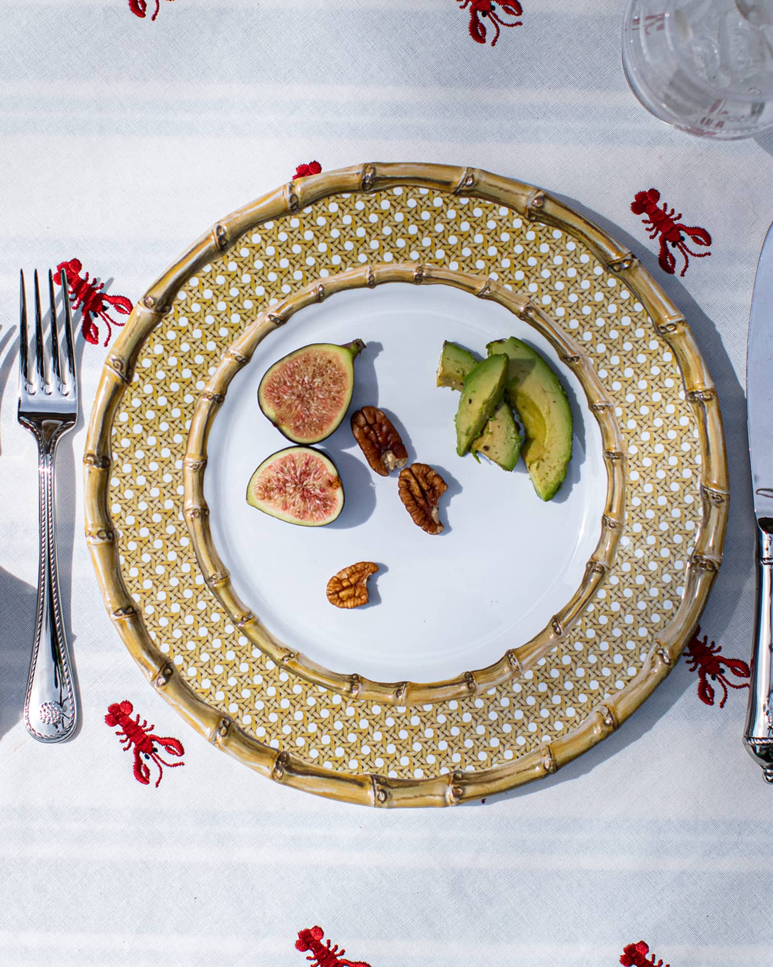 MURANO ムラノ 金彩 レース 木葉モチーフ 皿 Bamboo Caning Melamine Dinnerware Collection | Neiman Marcus