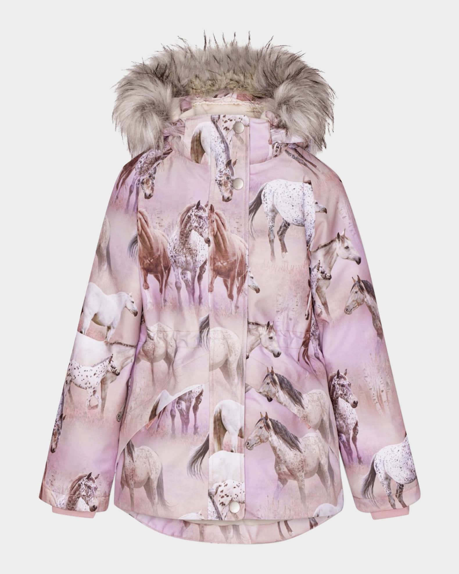 Girl's Cathy Praire Horse-Print Faux Fur Coat 0